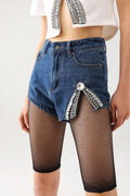 Rcia Diamante Denim Shorts	