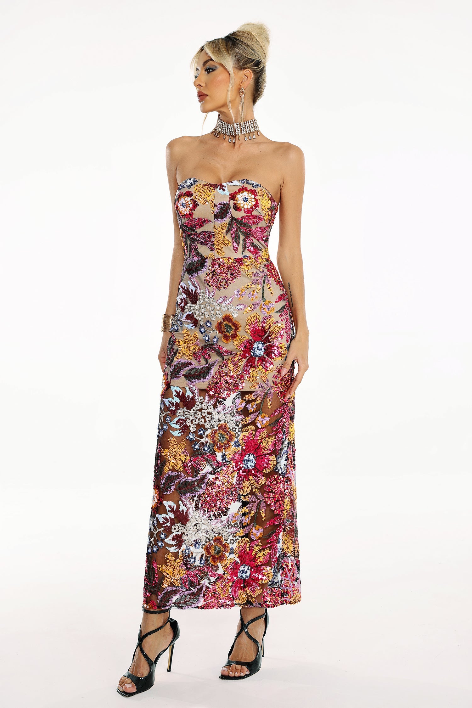 Satu Floral Glitter Maxi Dress	