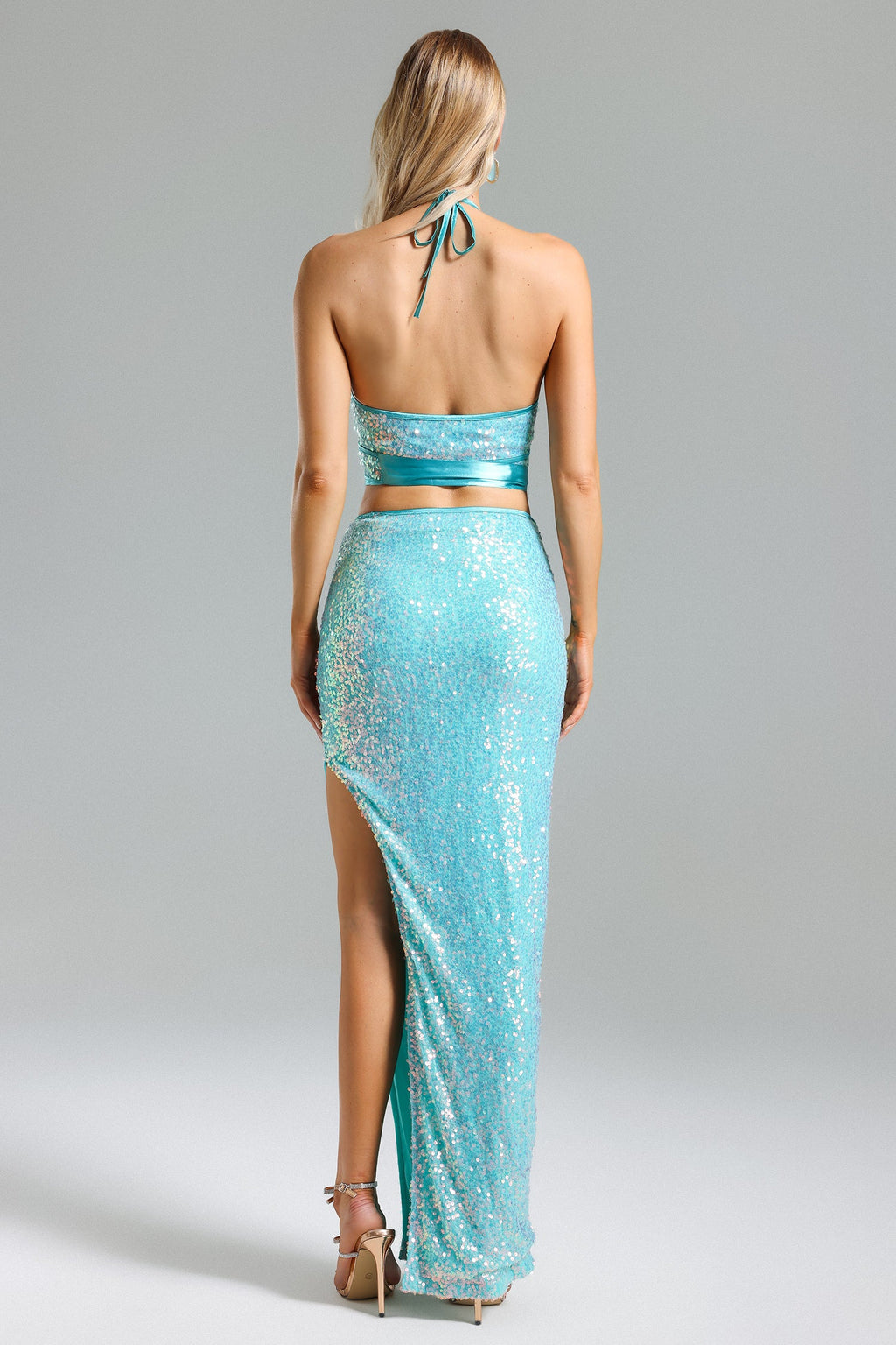 Werko Sequins Strappy Slit Dress	