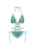 Hlasa Halter Sleeveless Sequin Diamond Bikini	