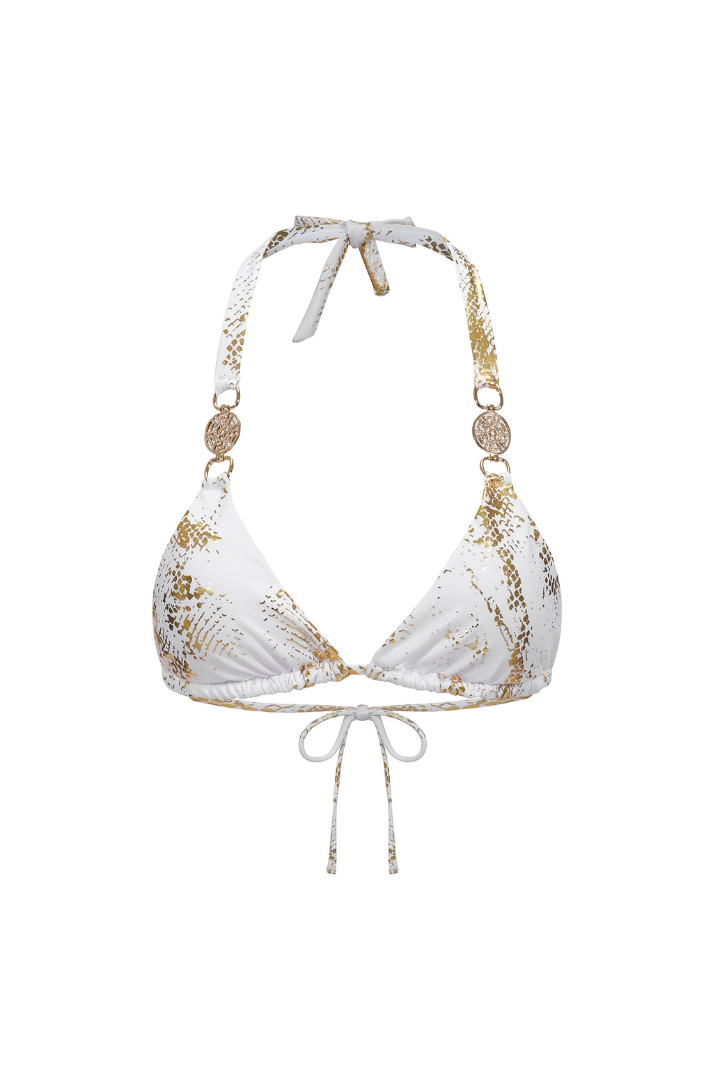 Rina Halter Sleeveless Diamond Gold Stamping Bikini	