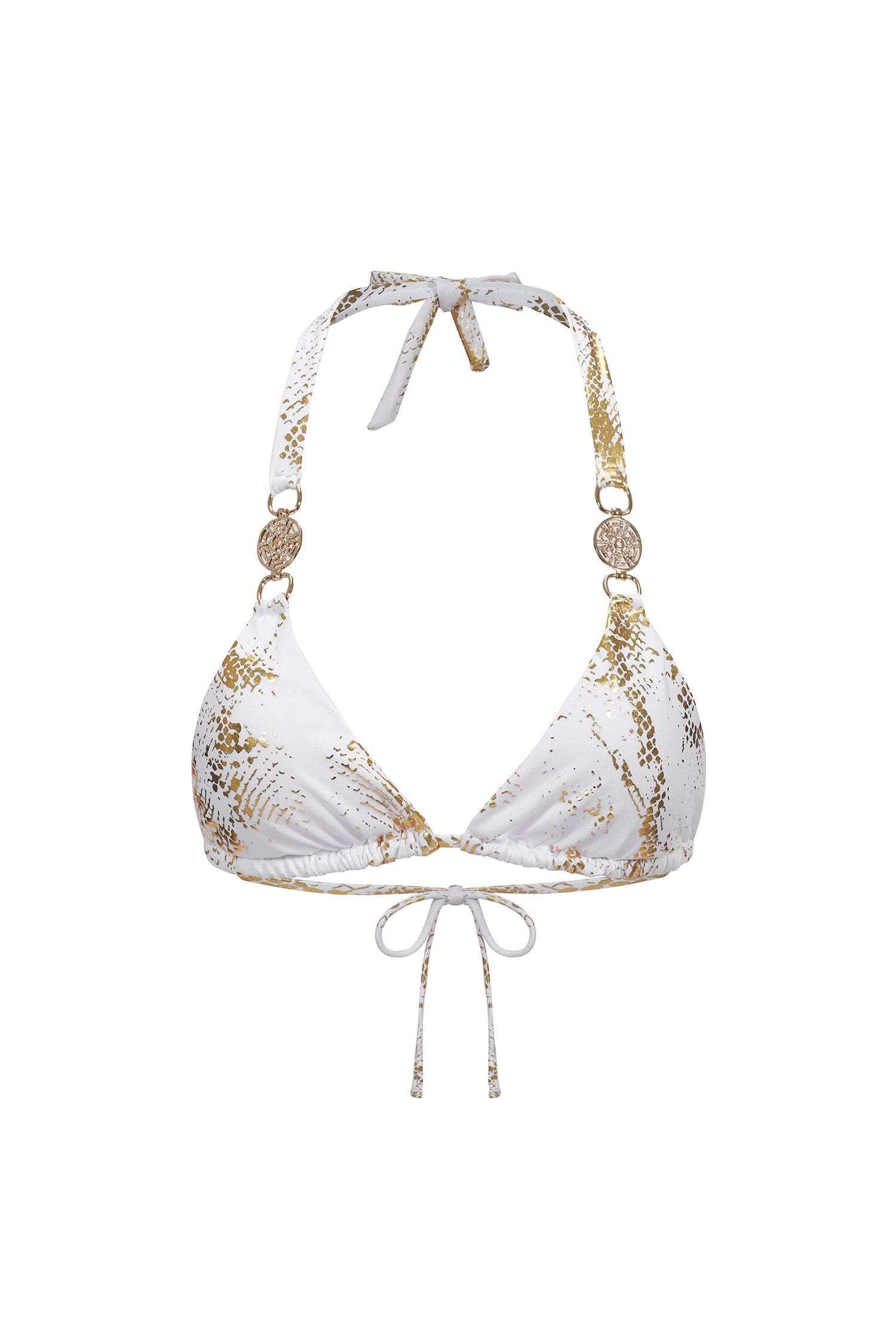 Rina Halter Sleeveless Diamond Gold Stamping Bikini	