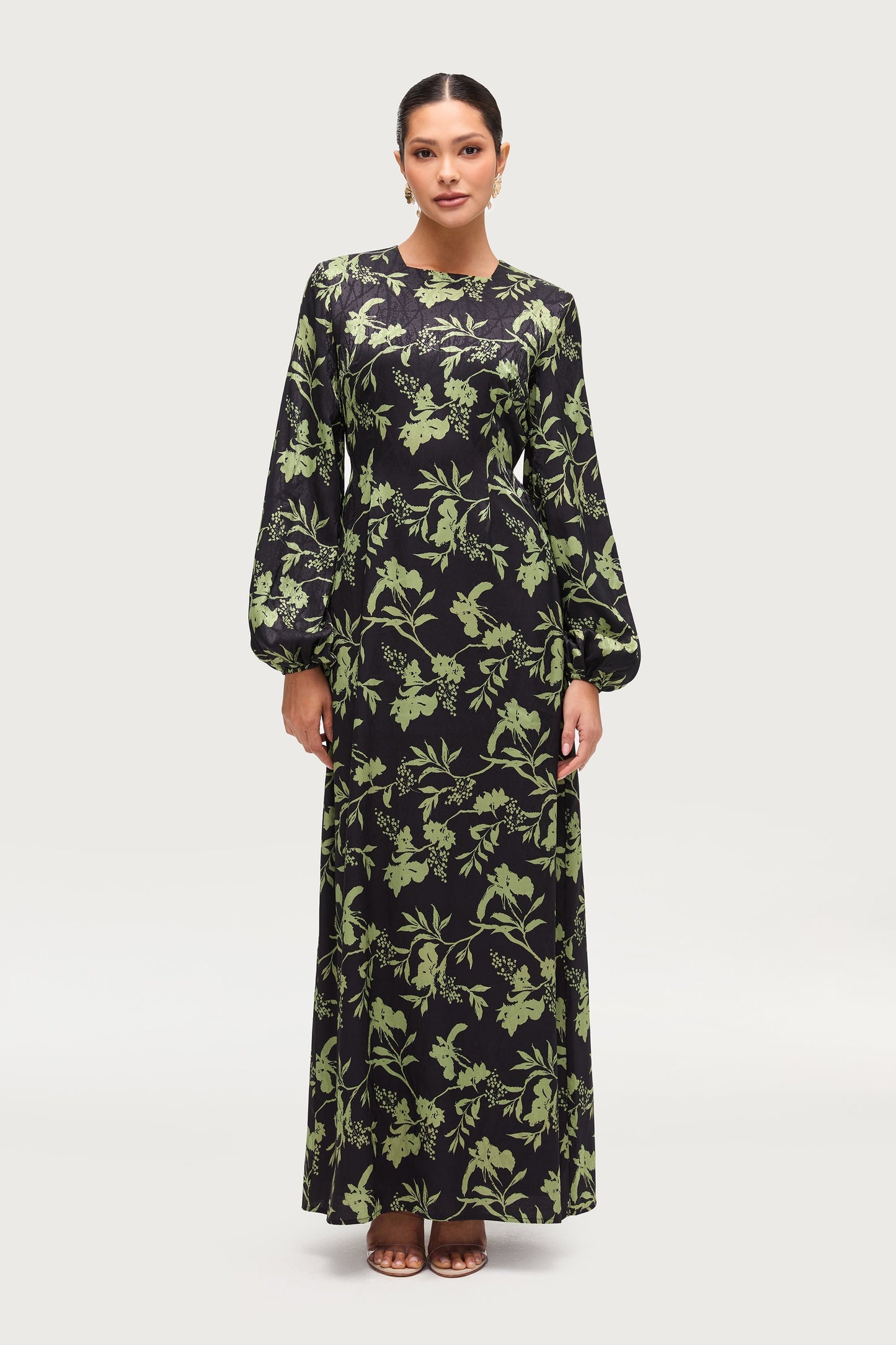 Adila Printed Maxi Dress - Midnight Green