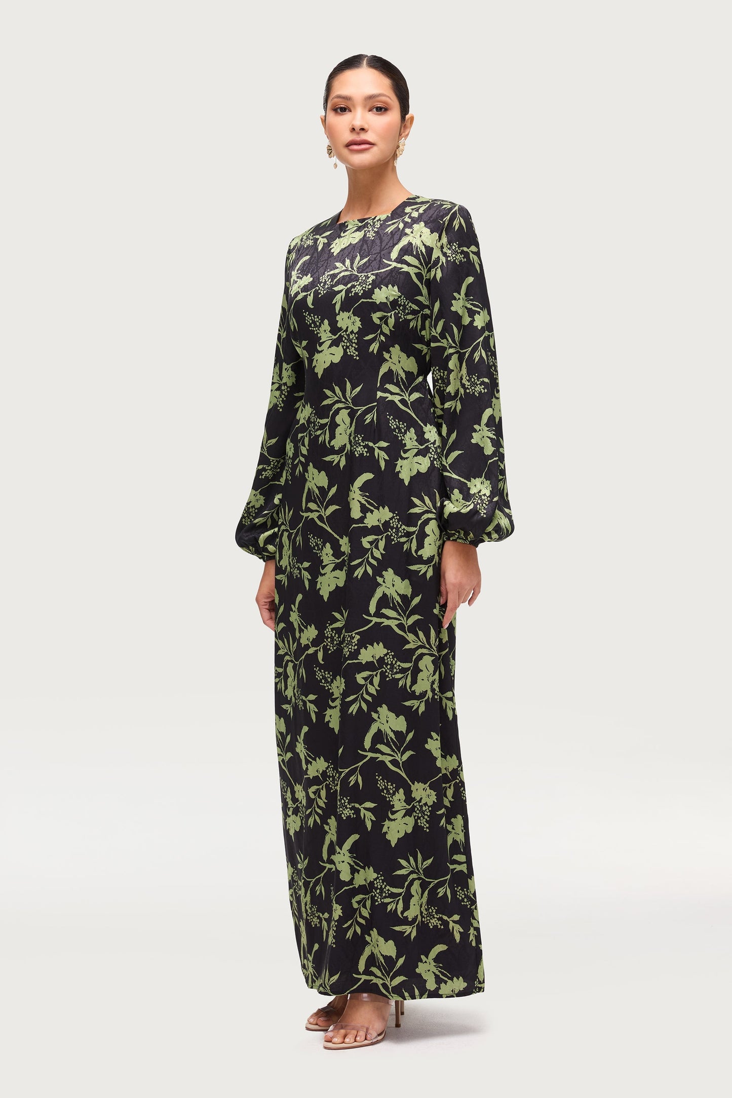 Adila Printed Maxi Dress - Midnight Green