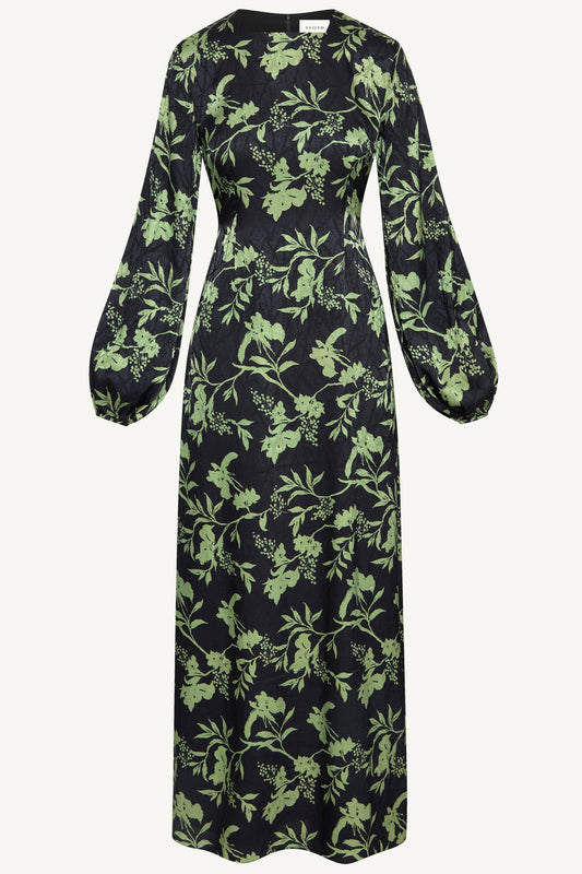 Adila Printed Maxi Dress - Midnight Green