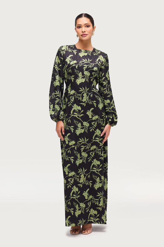 Adila Printed Maxi Dress - Midnight Green