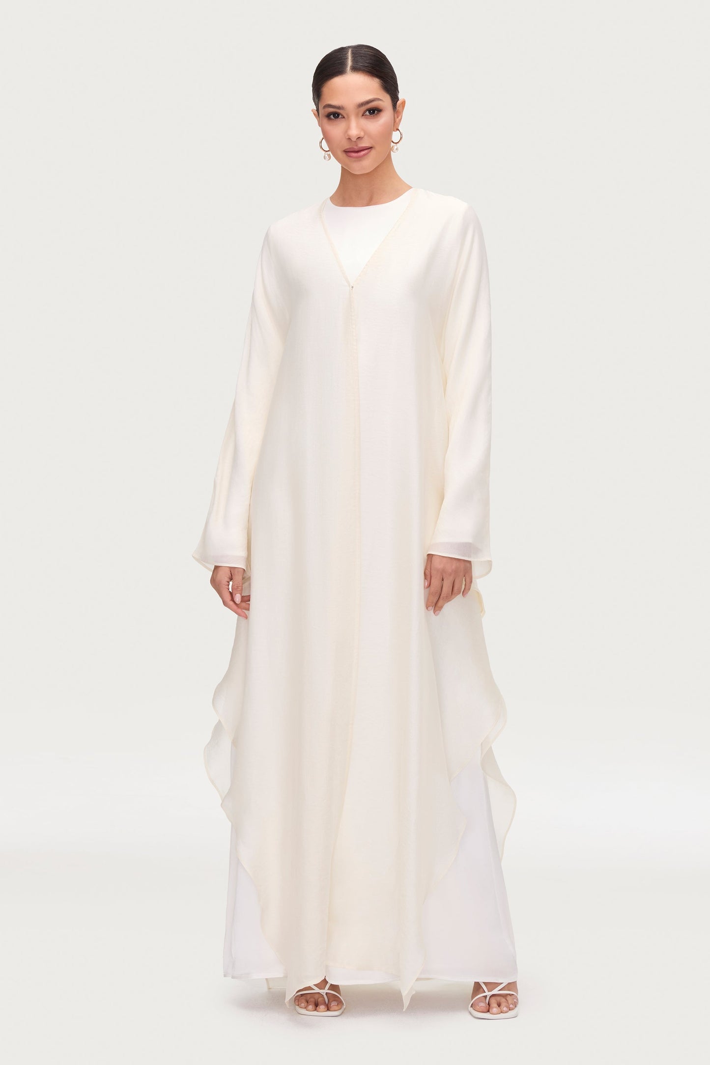 Ahlam Silk Abaya & Dress Set - Moonbeam