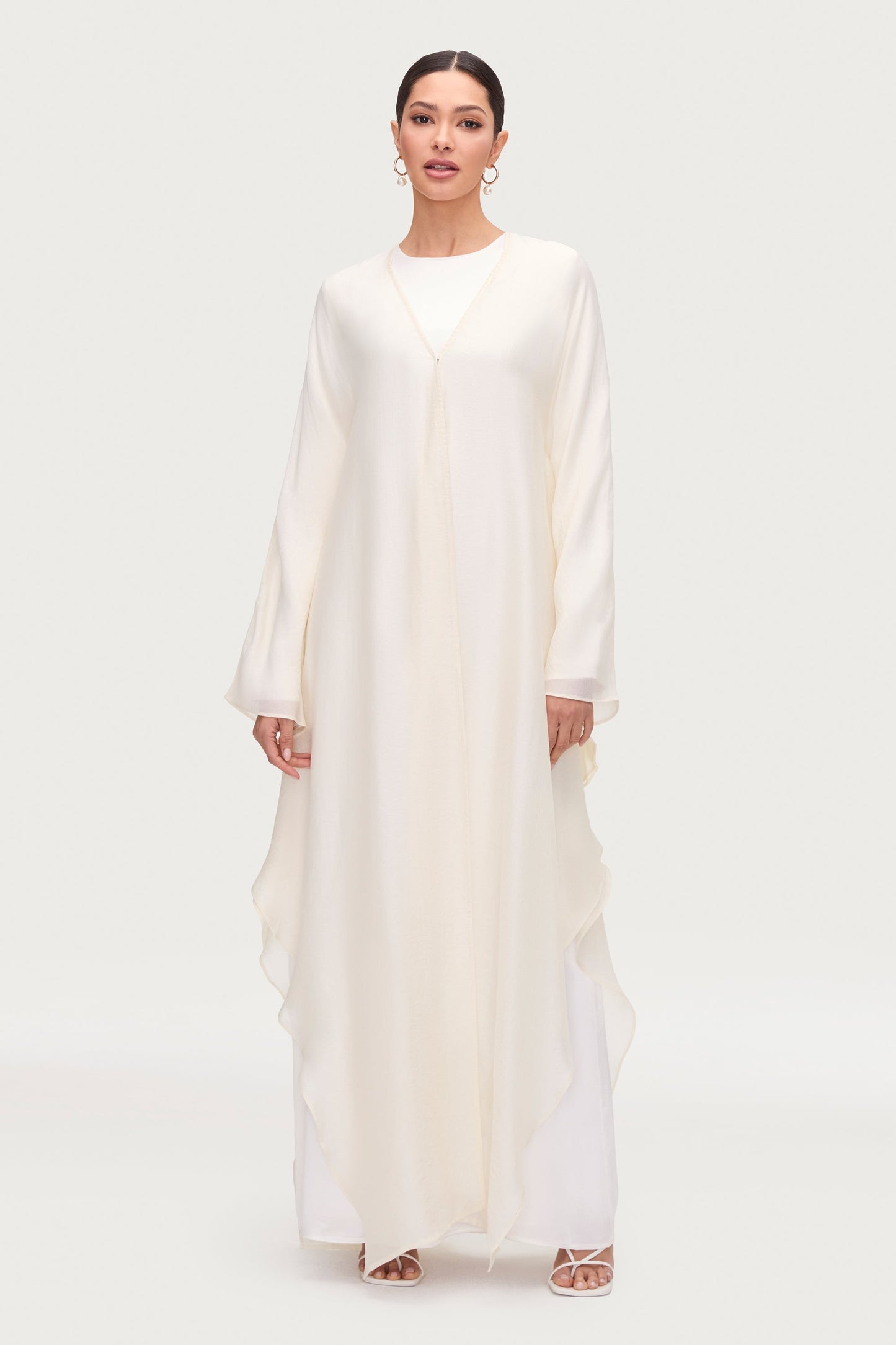 Ahlam Silk Abaya & Dress Set - Moonbeam