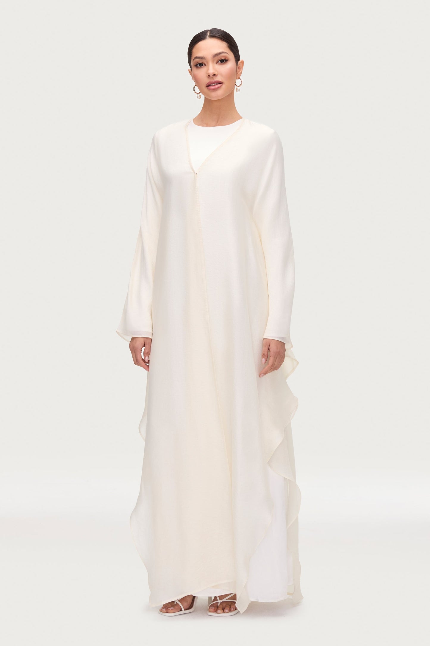 Ahlam Silk Abaya & Dress Set - Moonbeam