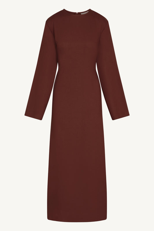 Aleena Linen Tie Maxi Dress - Chocolate Truffle