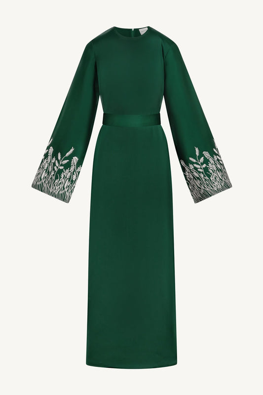 Ascia Embroidered Dress (Girls) - Emerald