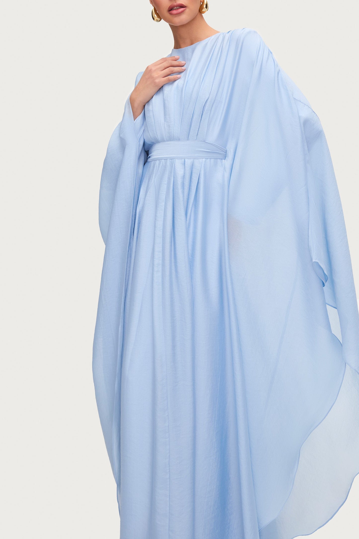 Aura Pleated Maxi Dress - Powder Blue