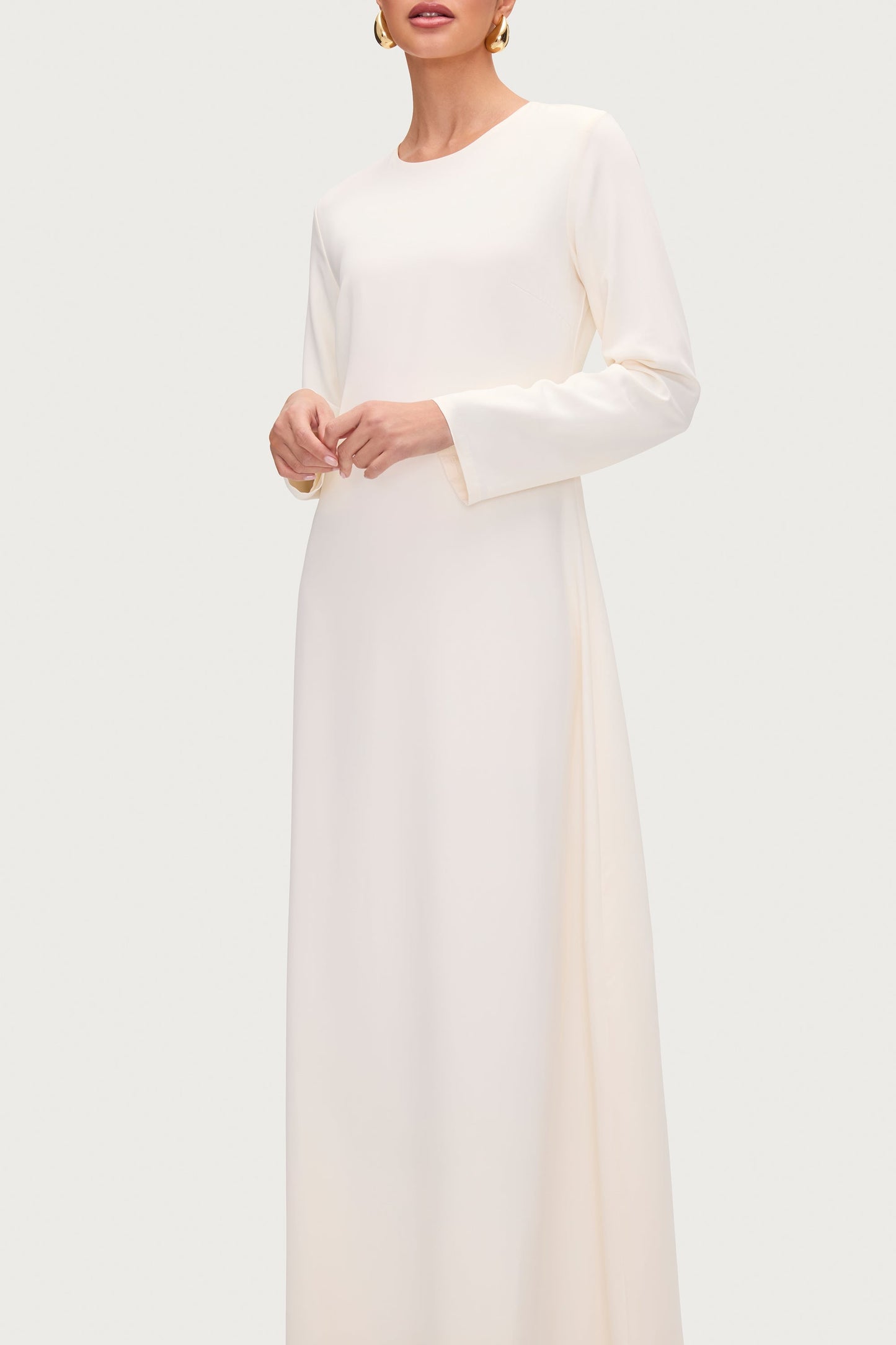 Basic Long Sleeve Maxi Dress - Moonbeam