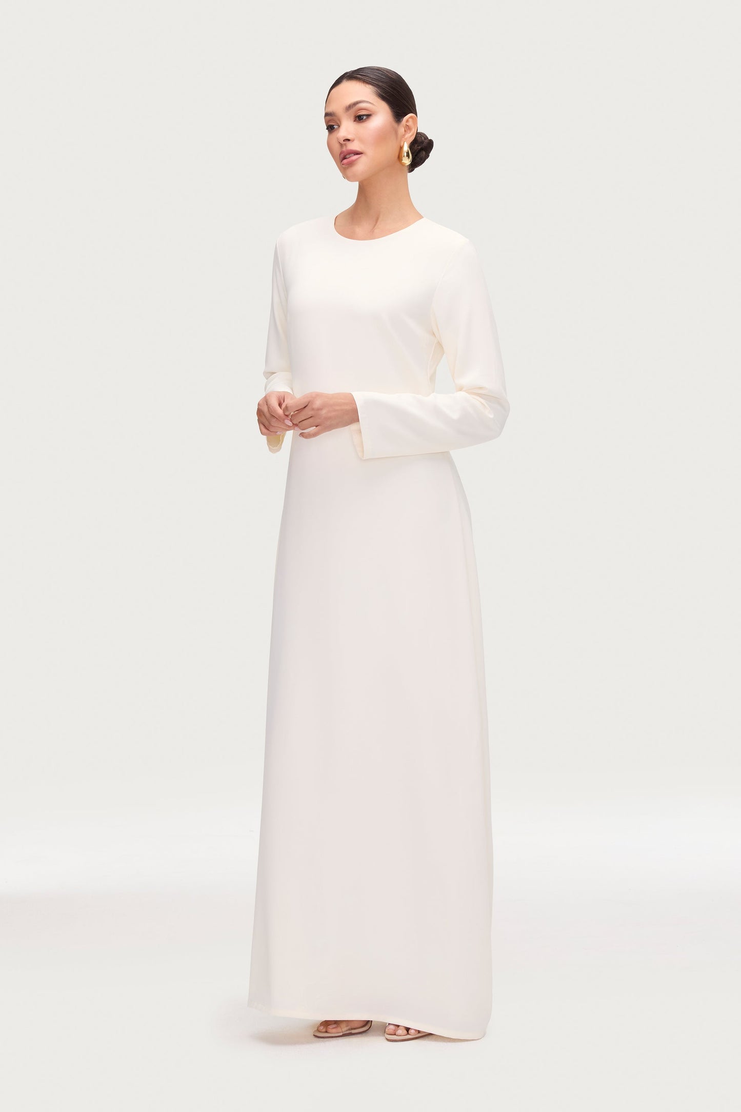 Basic Long Sleeve Maxi Dress - Moonbeam