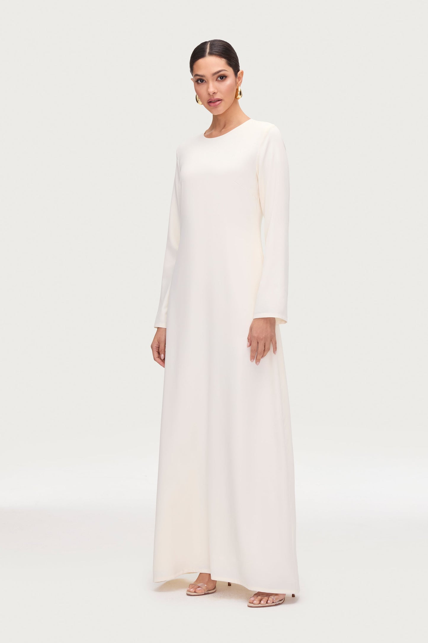 Basic Long Sleeve Maxi Dress - Moonbeam