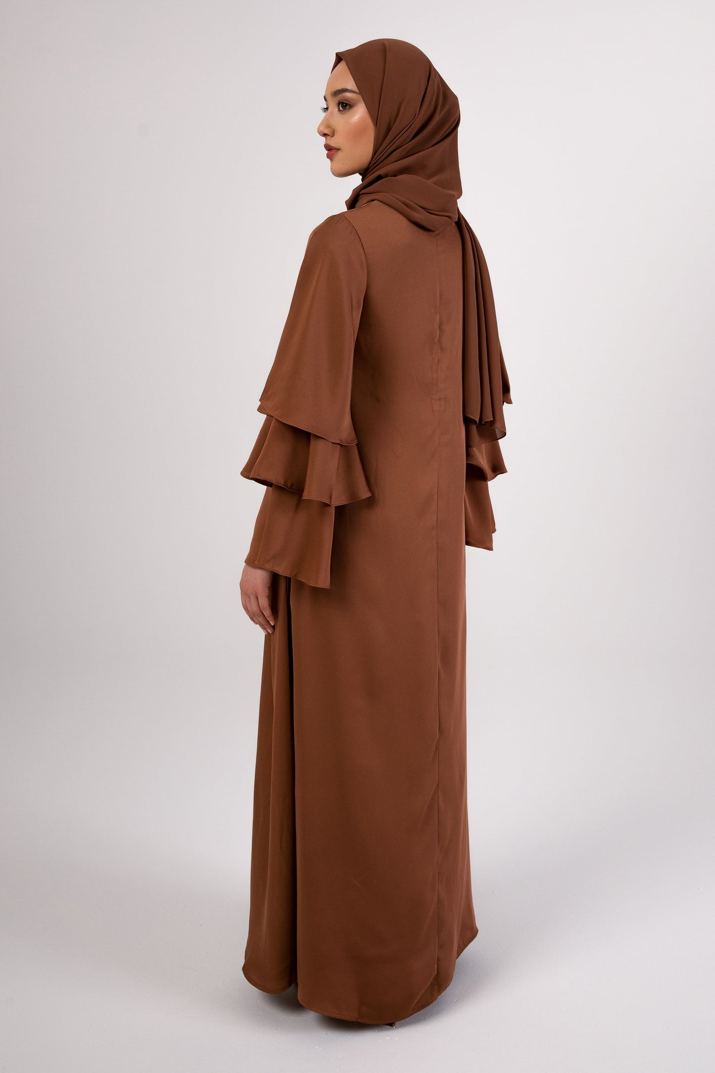 Celia Ruffle Sleeve Maxi Dress - Mushroom