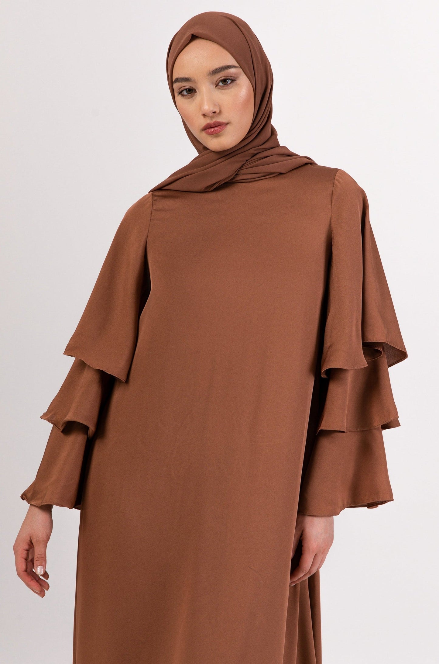 Celia Ruffle Sleeve Maxi Dress - Mushroom