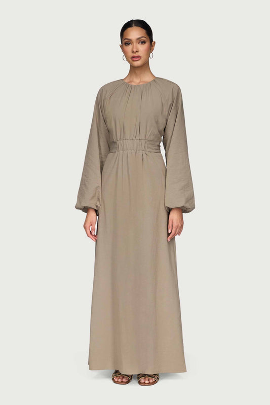 Cotton Blend Tie Back Maxi Dress - Sage