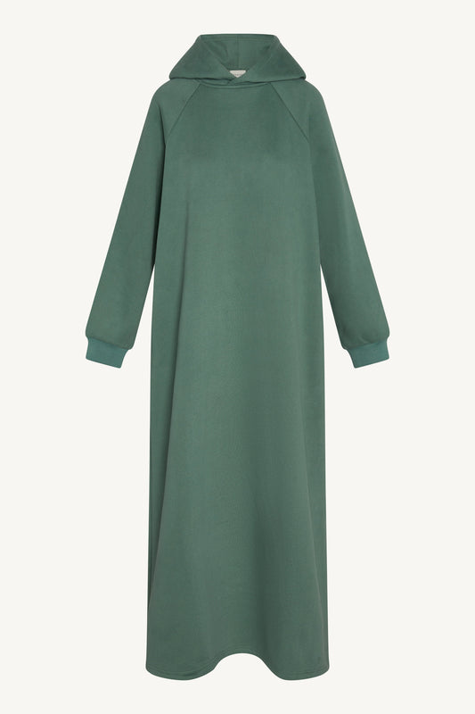 Cotton Hoodie Maxi Dress - Retro Green