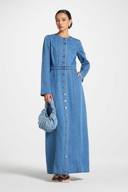 Denim Button Down Maxi Dress
