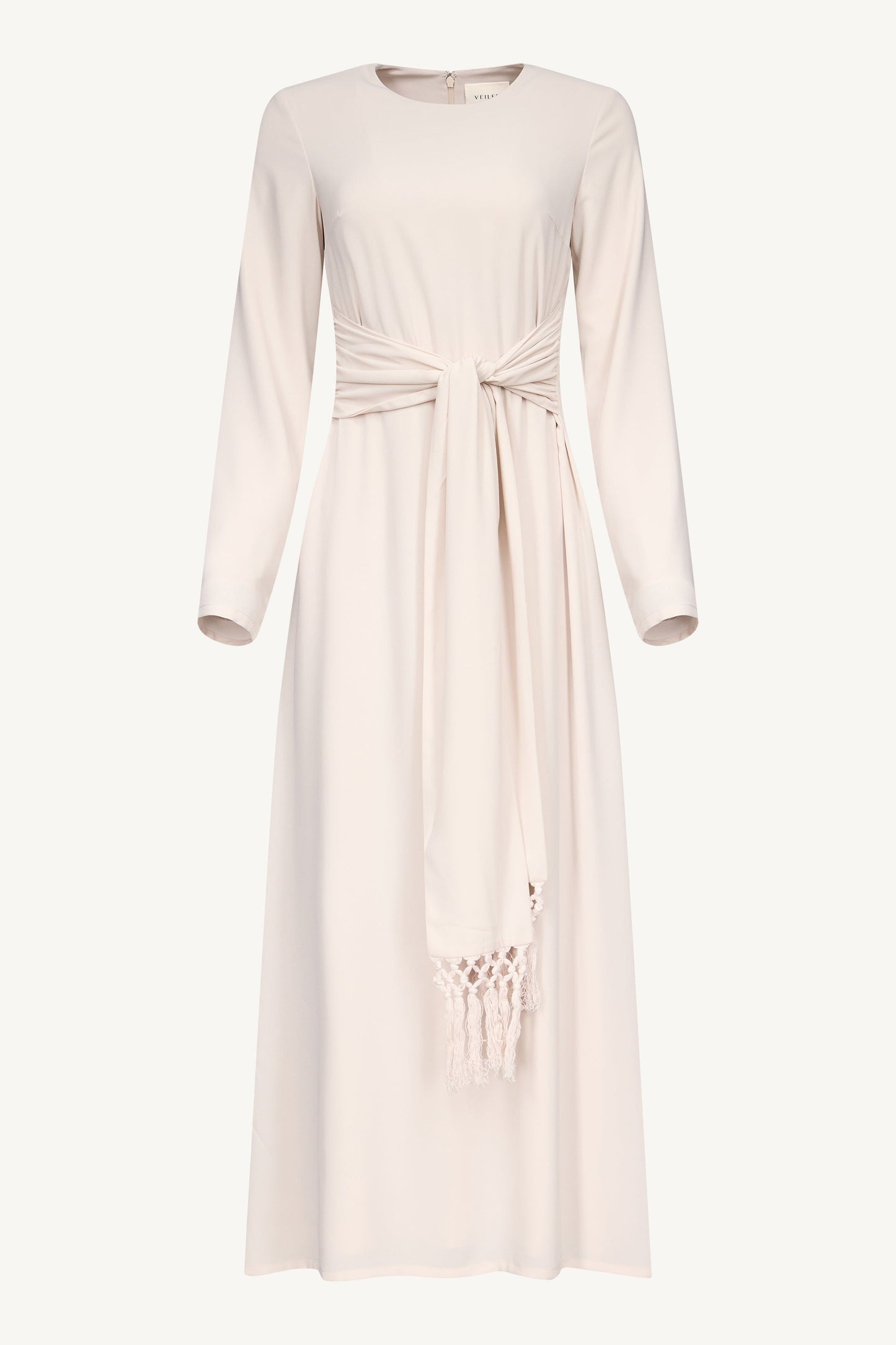 Dunya Tie Waist Tassel Maxi Dress - Stone