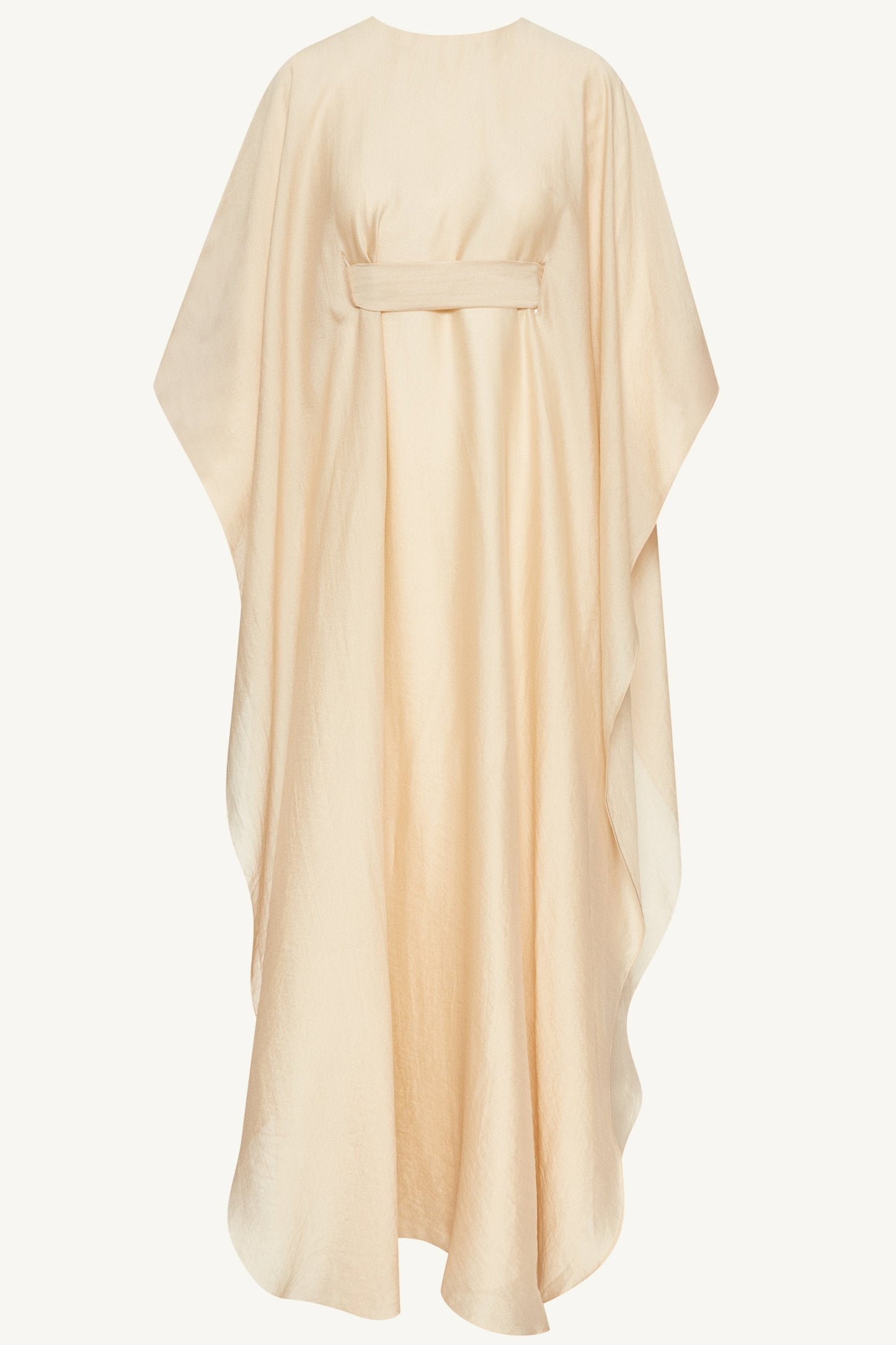 Ethereal Silk Tie Waist Maxi Dress - Champagne