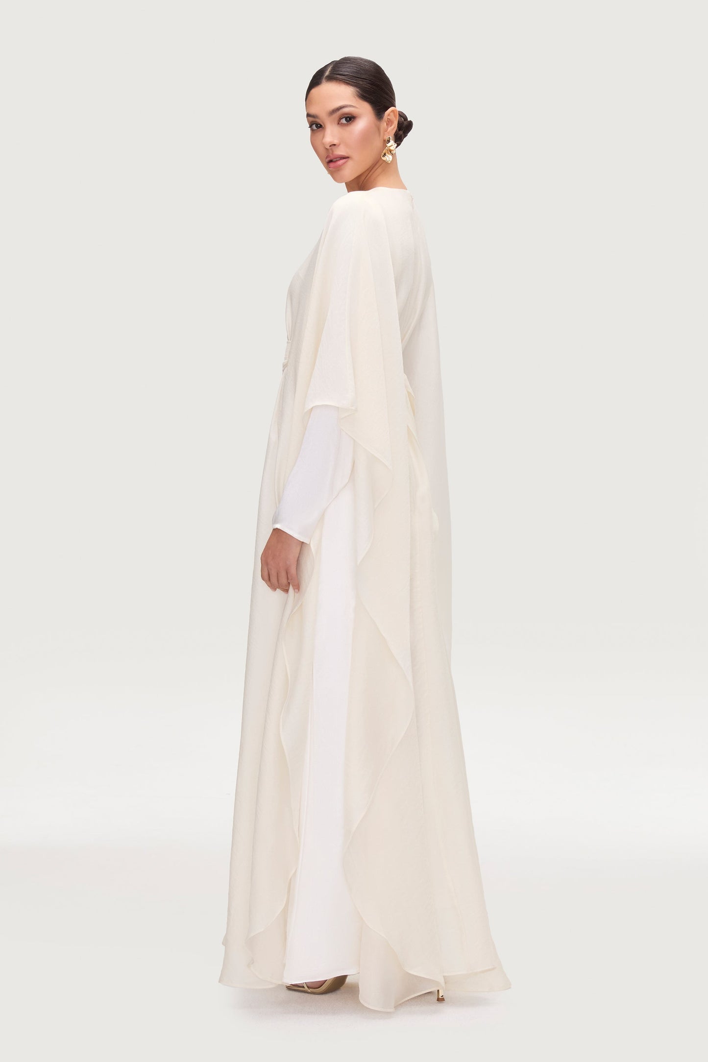 Ethereal Silk Tie Waist Maxi Dress - Moonbeam