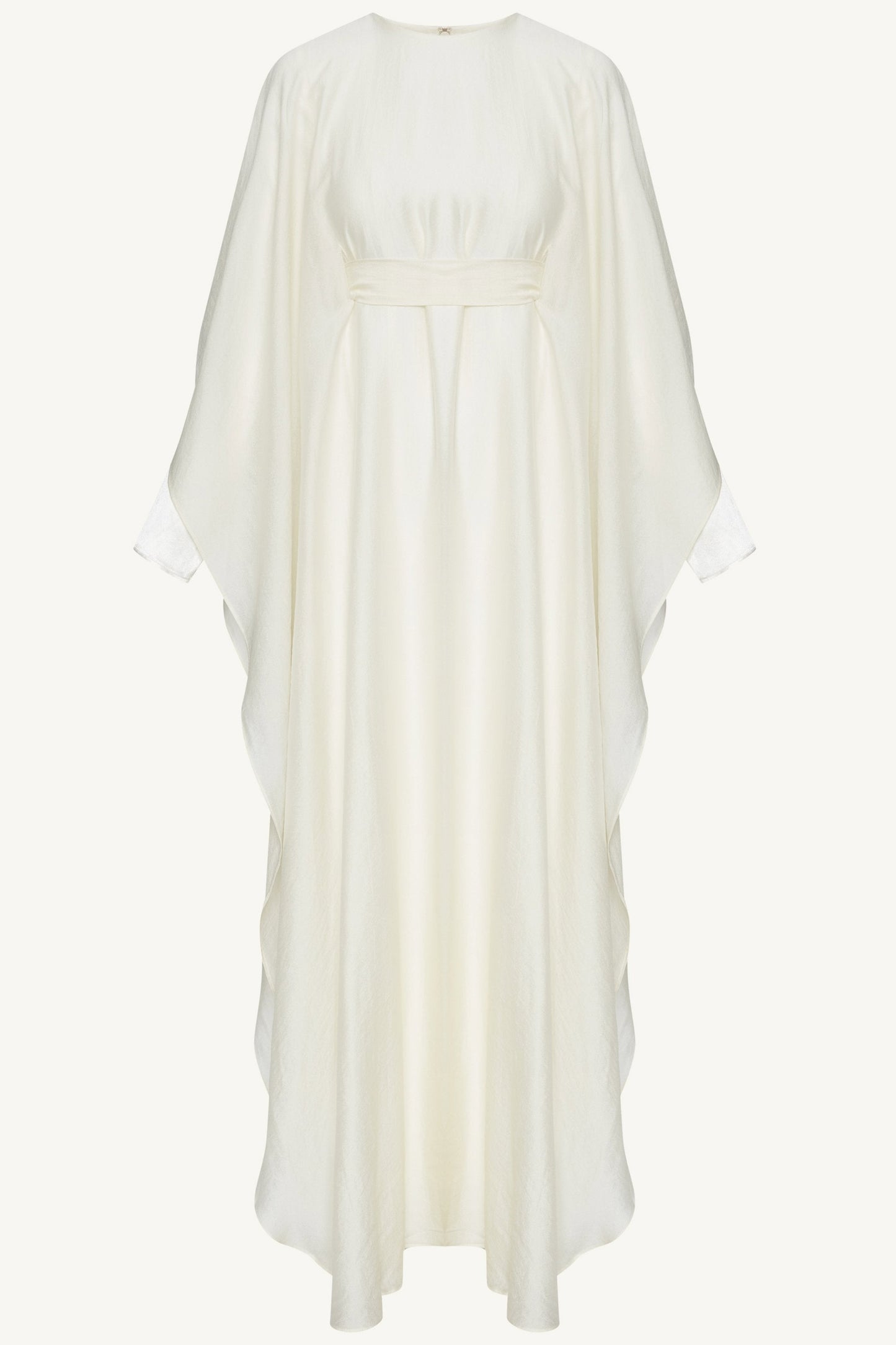 Ethereal Silk Tie Waist Maxi Dress - Moonbeam