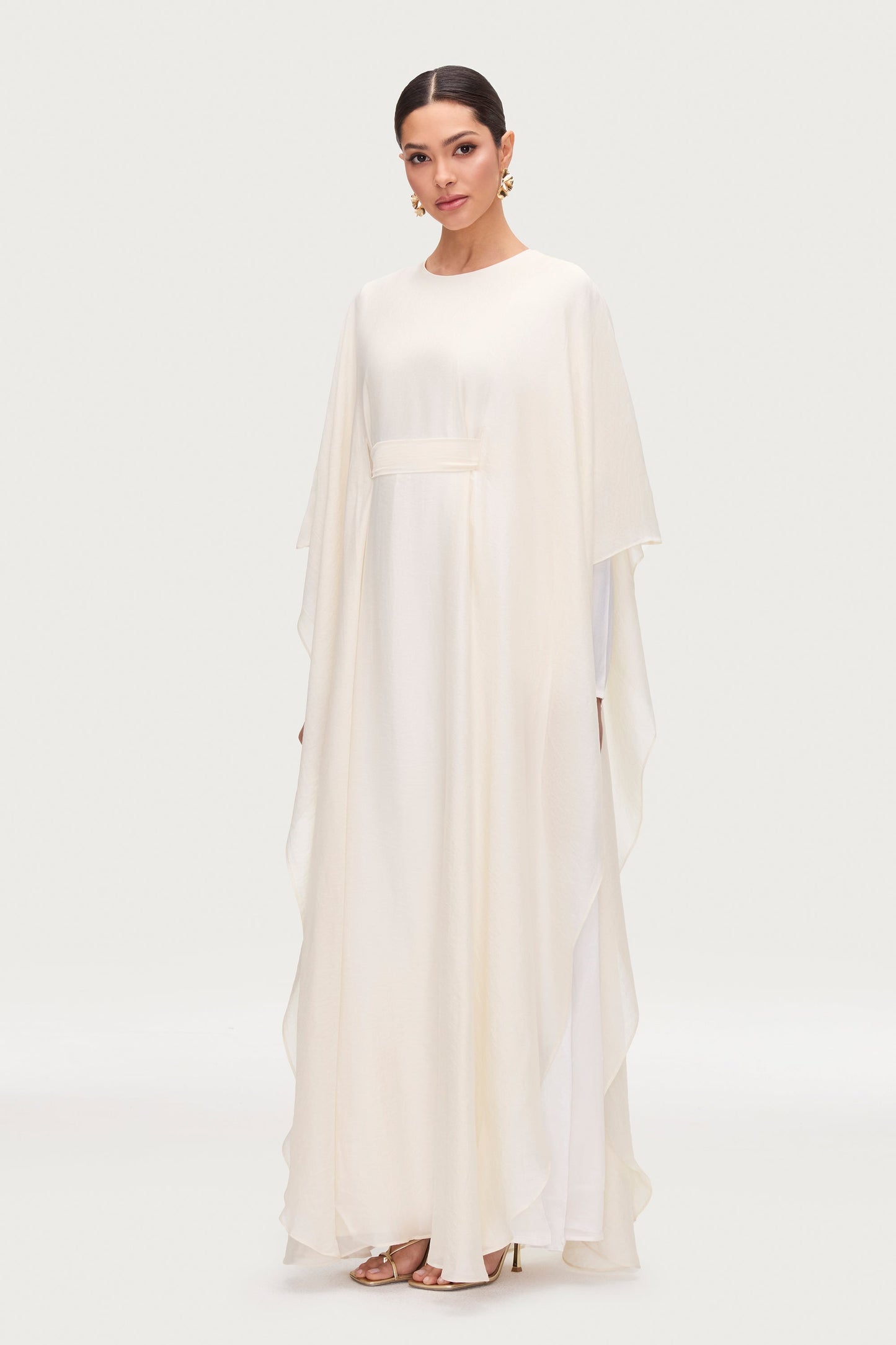 Ethereal Silk Tie Waist Maxi Dress - Moonbeam