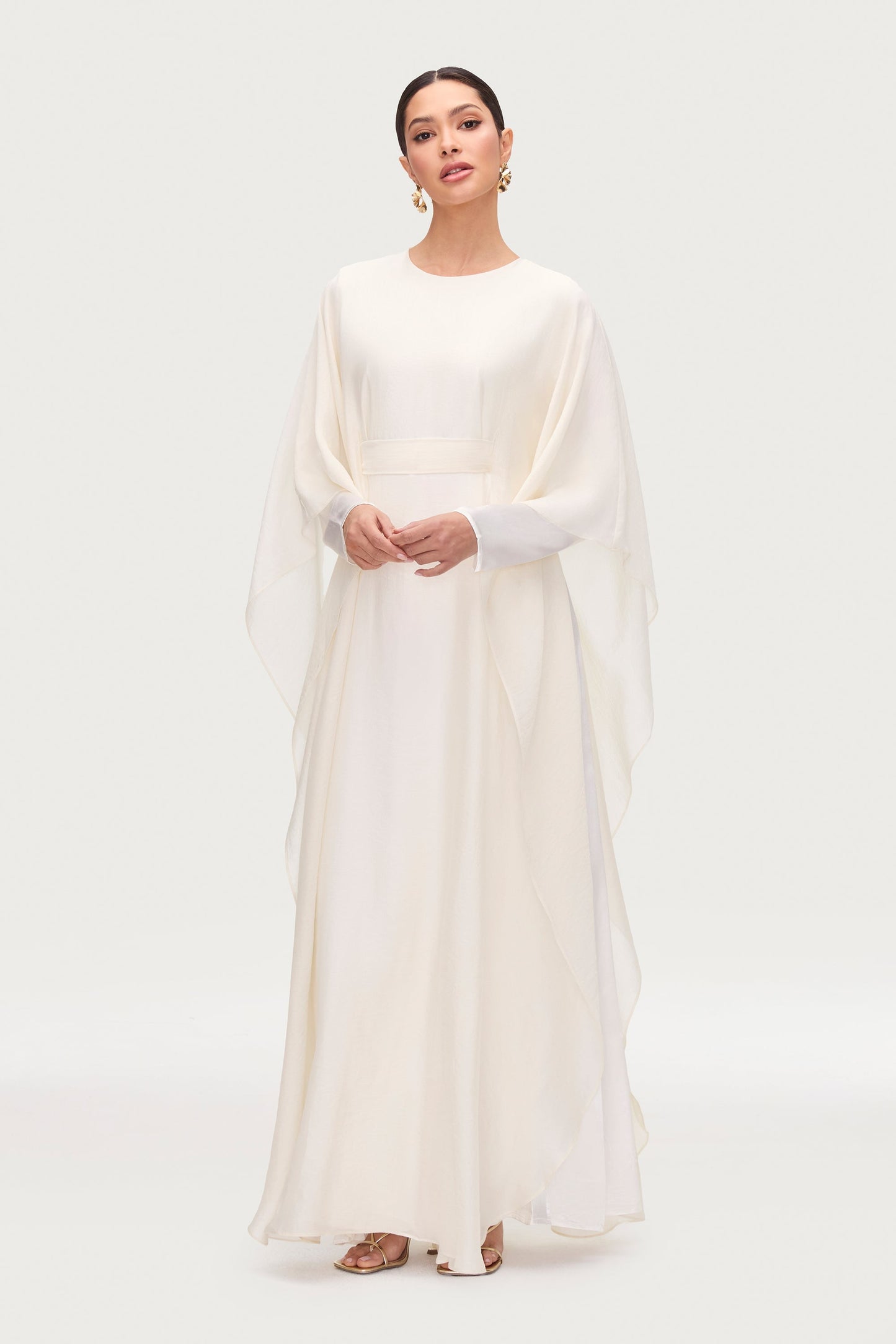 Ethereal Silk Tie Waist Maxi Dress - Moonbeam