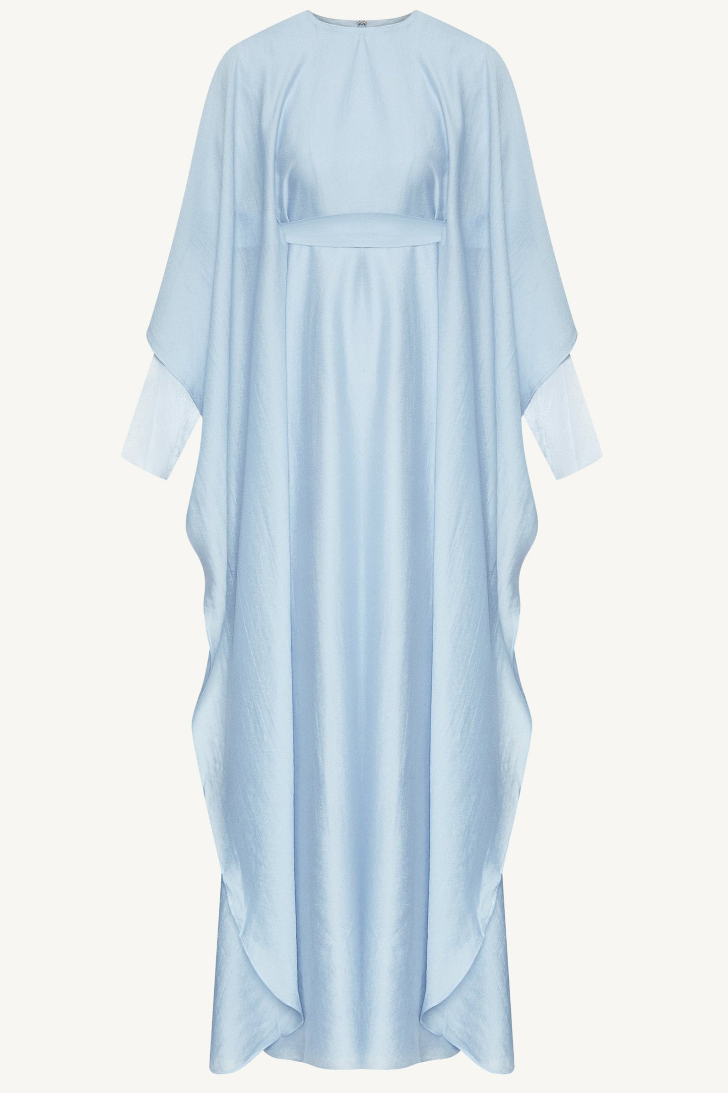 Ethereal Silk Tie Waist Maxi Dress - Pastel Blue