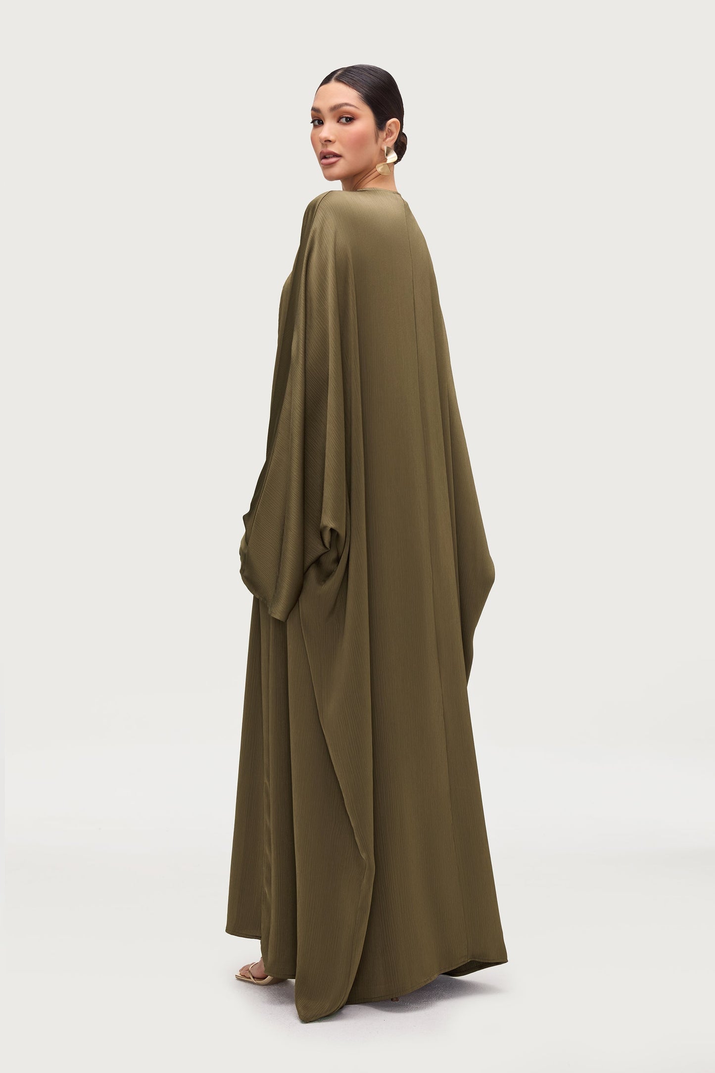 Ghada Satin Open Abaya & Dress Set - Kalamata