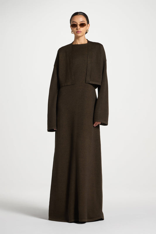 Knit Cardigan & Maxi Dress Set - Black Forest
