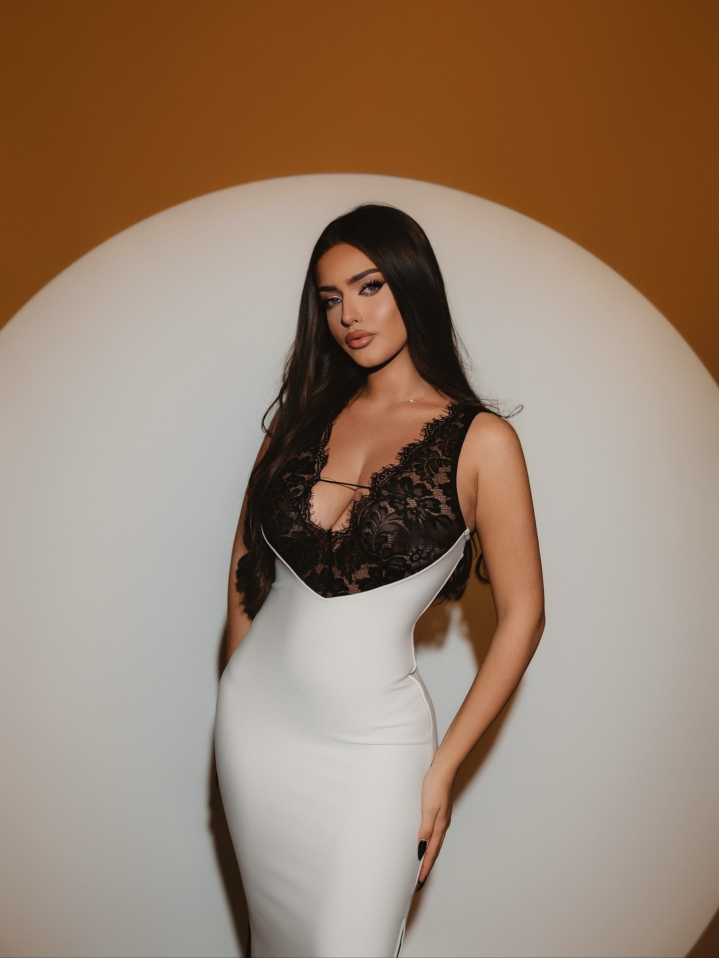 Gunnhild Lace Deep V Maxi Dress	
