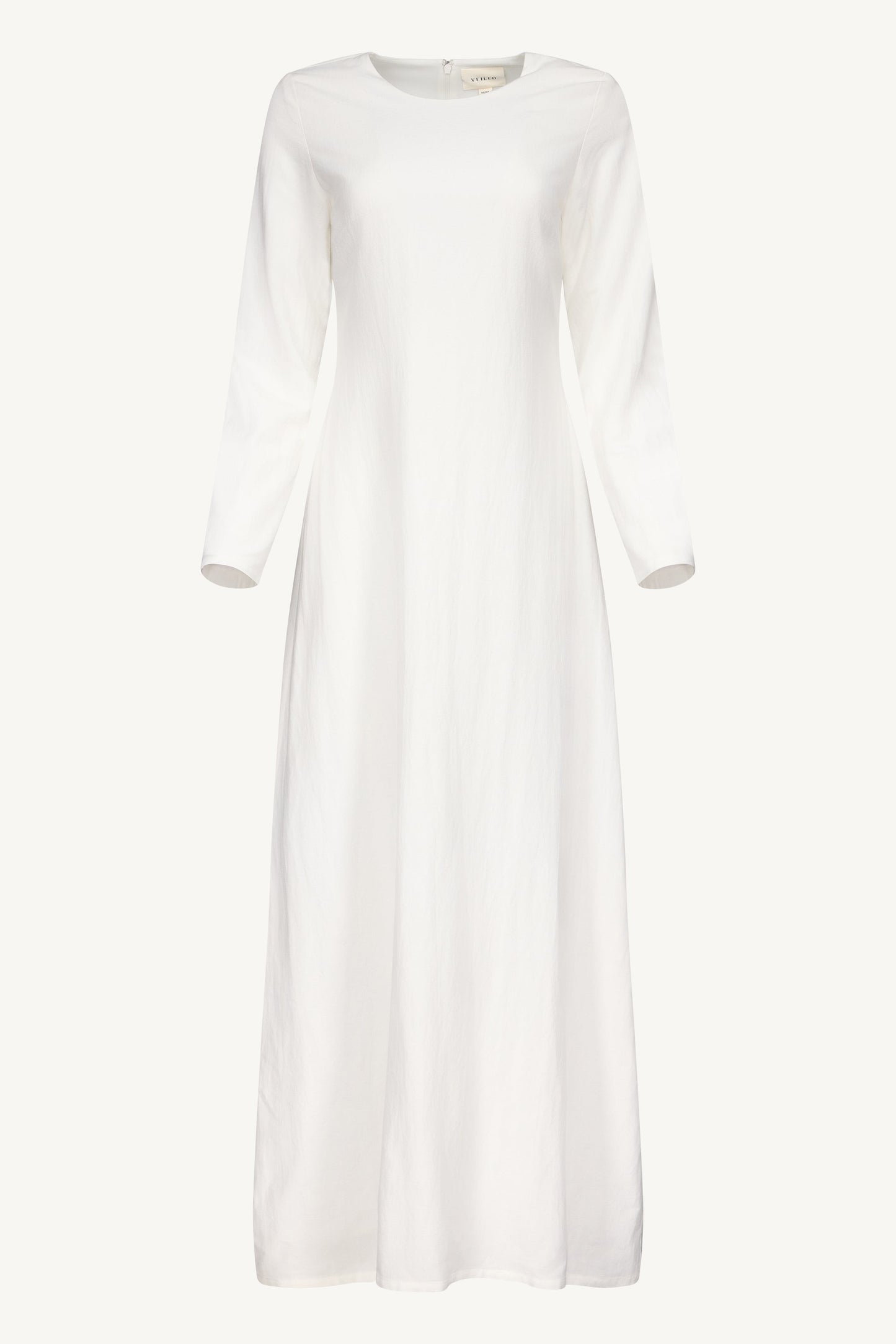 Linen Blend Basic Inner Maxi Dress - White
