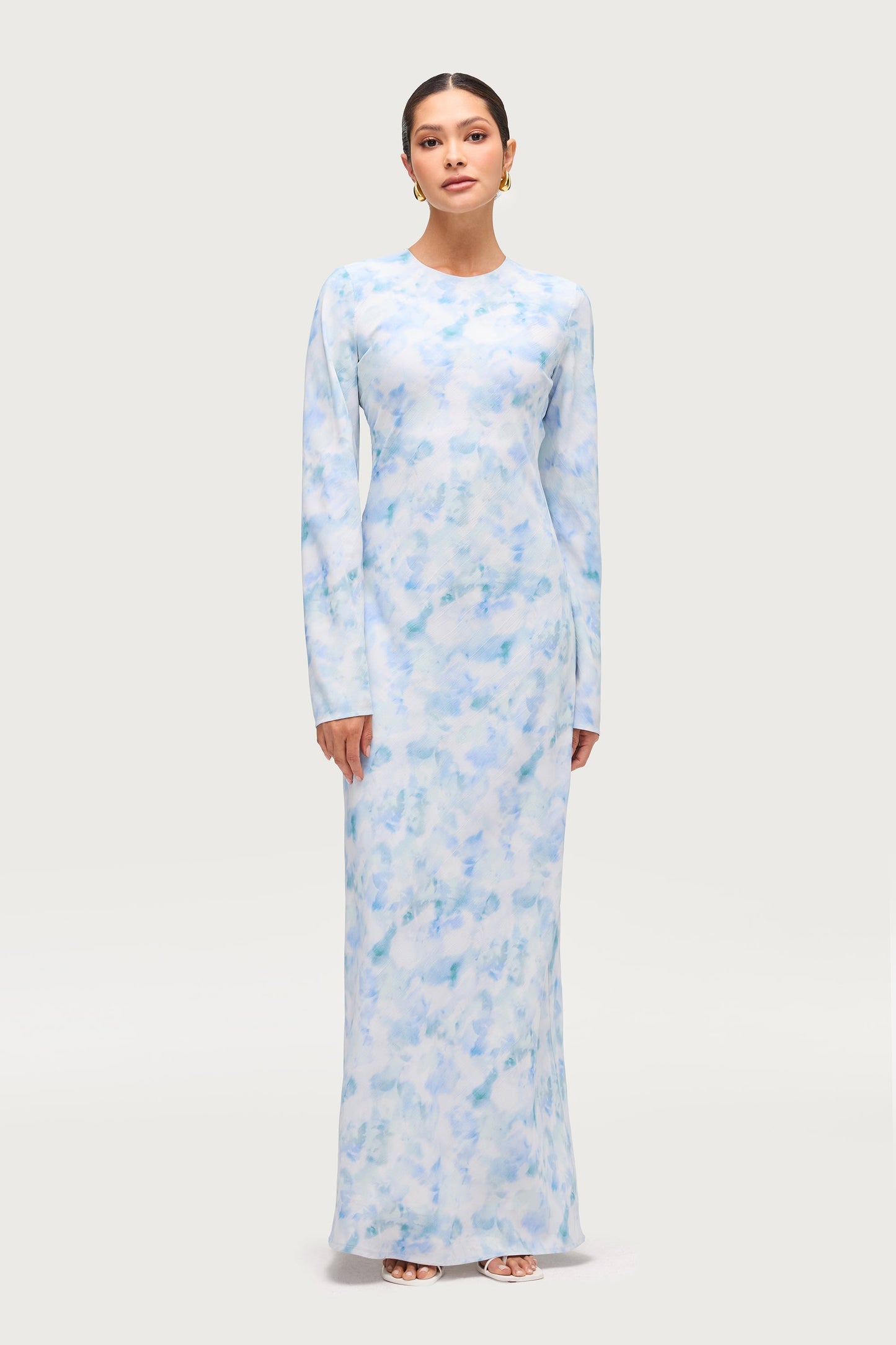 Lujain Printed Maxi Dress - Blue Watercolor