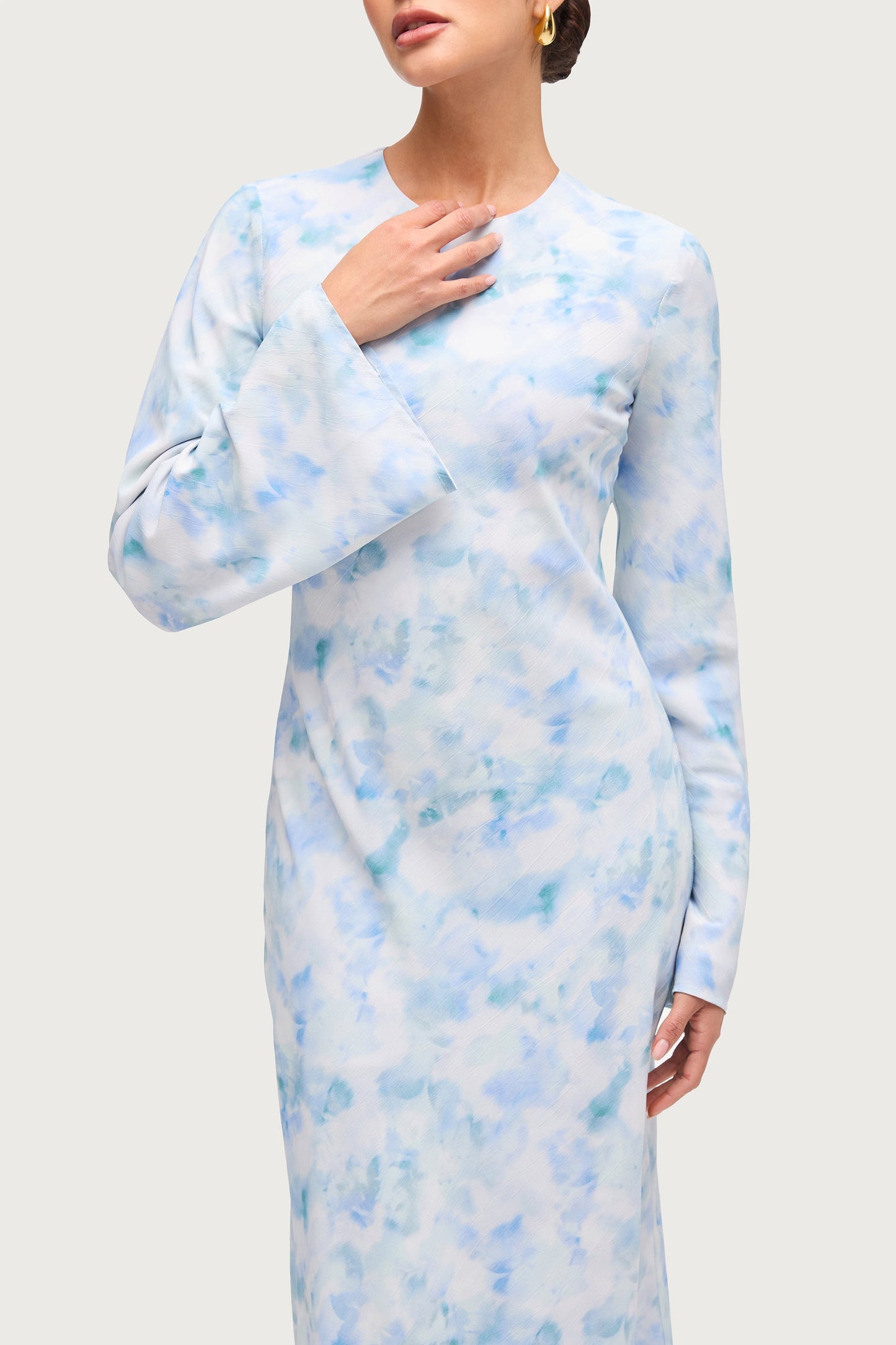Lujain Printed Maxi Dress - Blue Watercolor