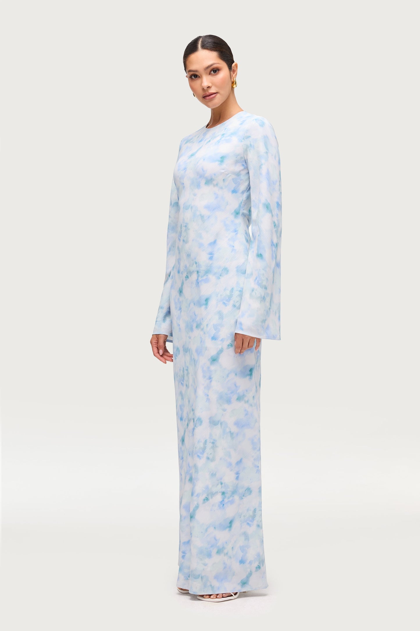 Lujain Printed Maxi Dress - Blue Watercolor