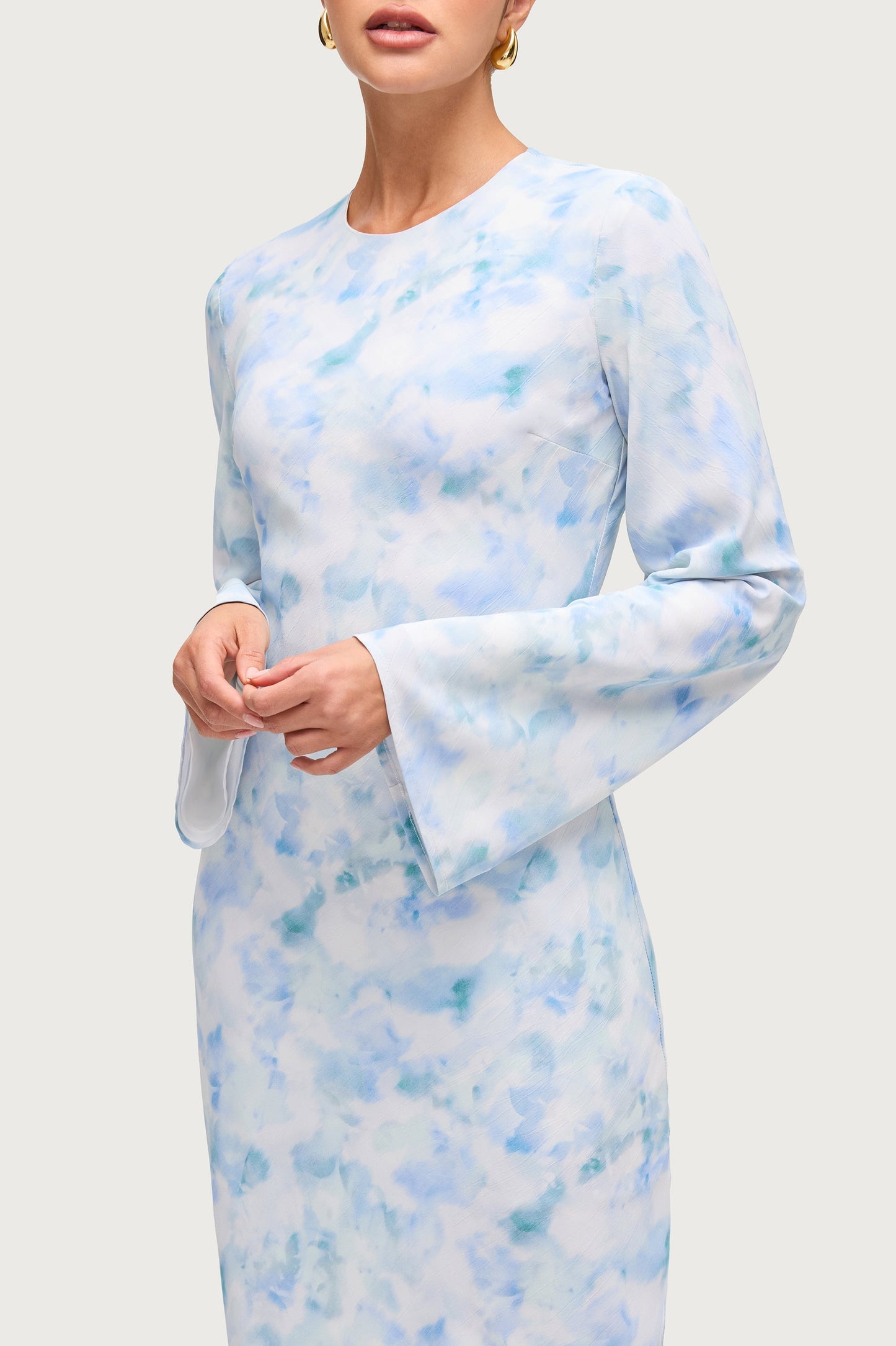 Lujain Printed Maxi Dress - Blue Watercolor