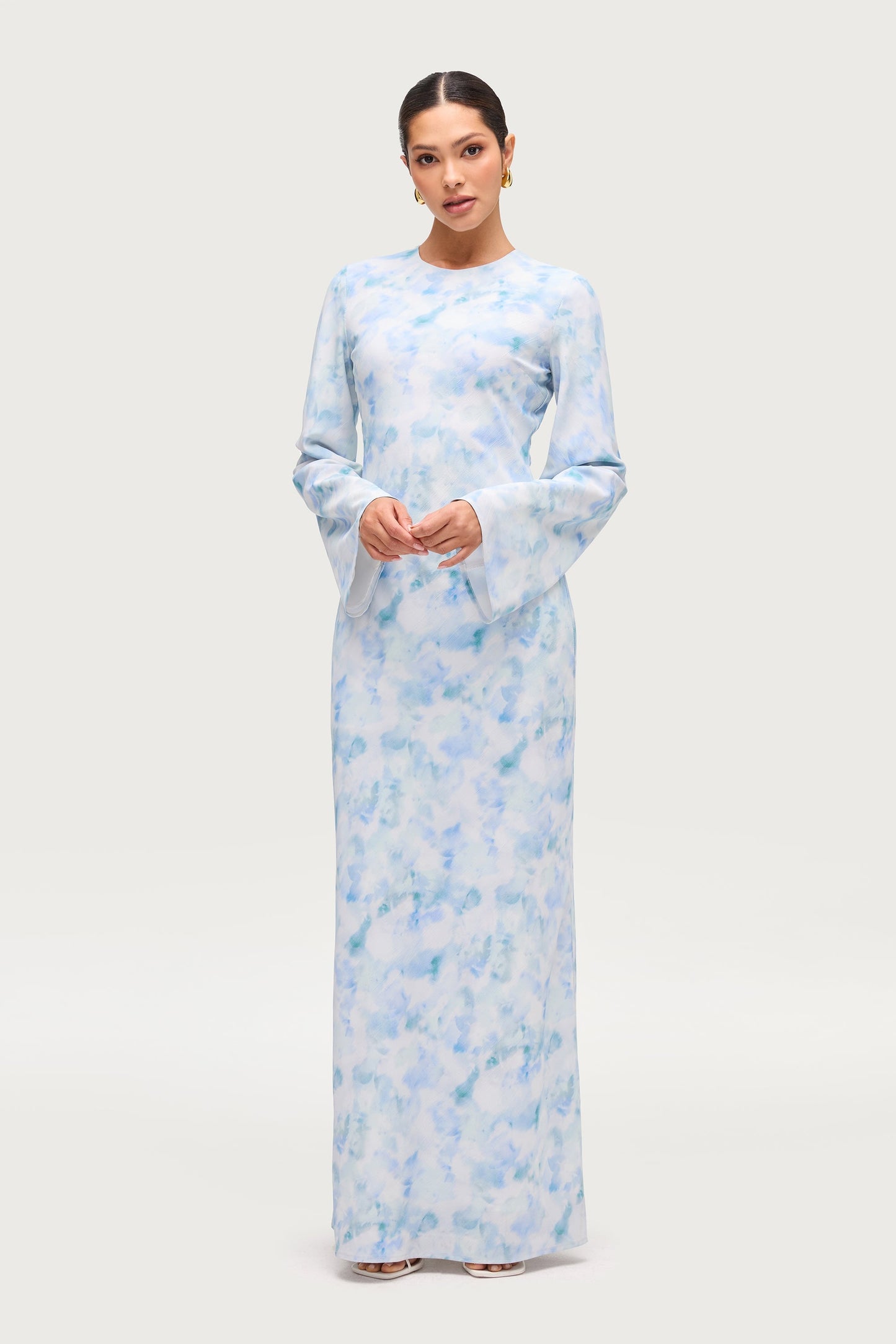 Lujain Printed Maxi Dress - Blue Watercolor