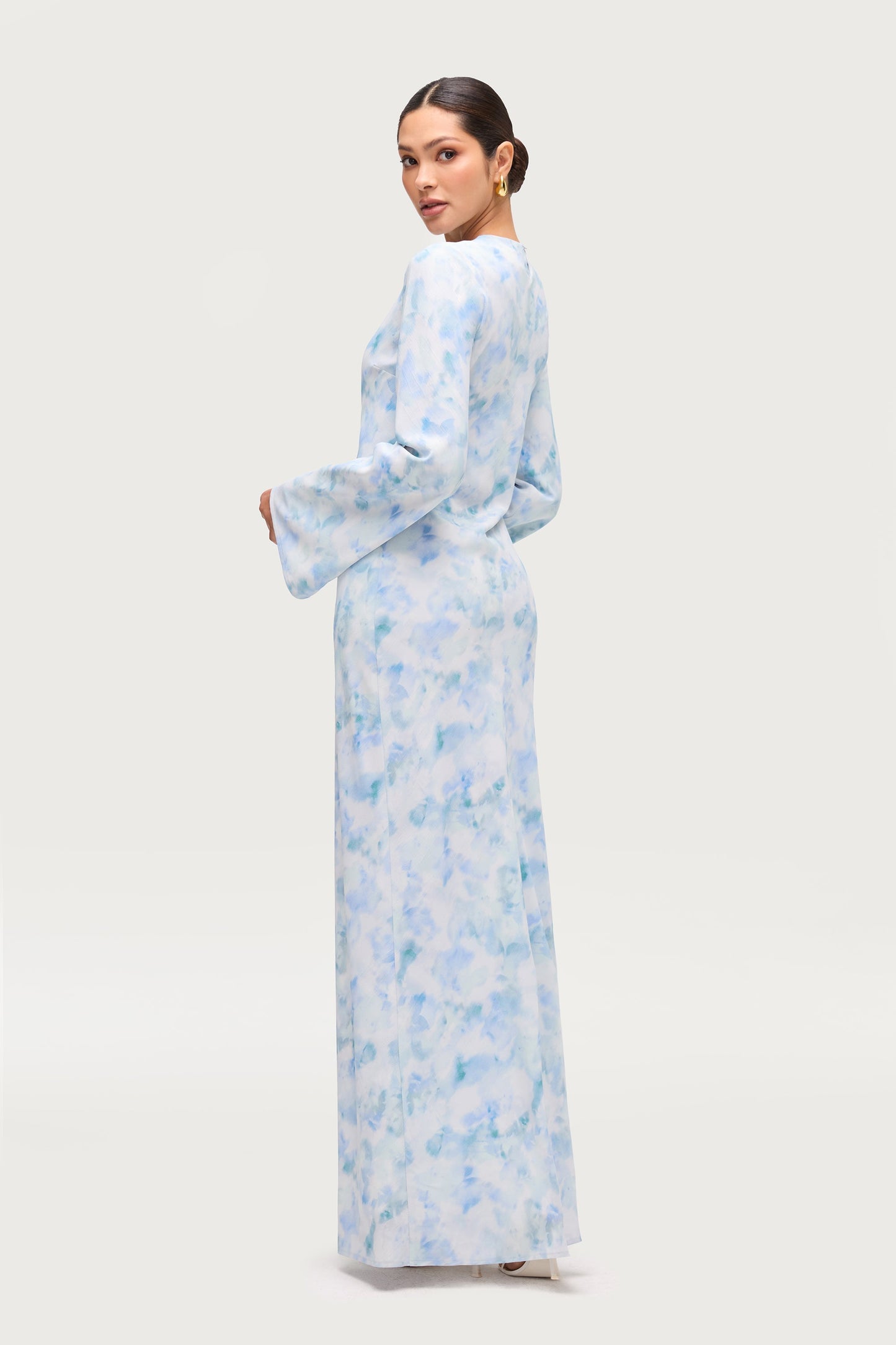 Lujain Printed Maxi Dress - Blue Watercolor