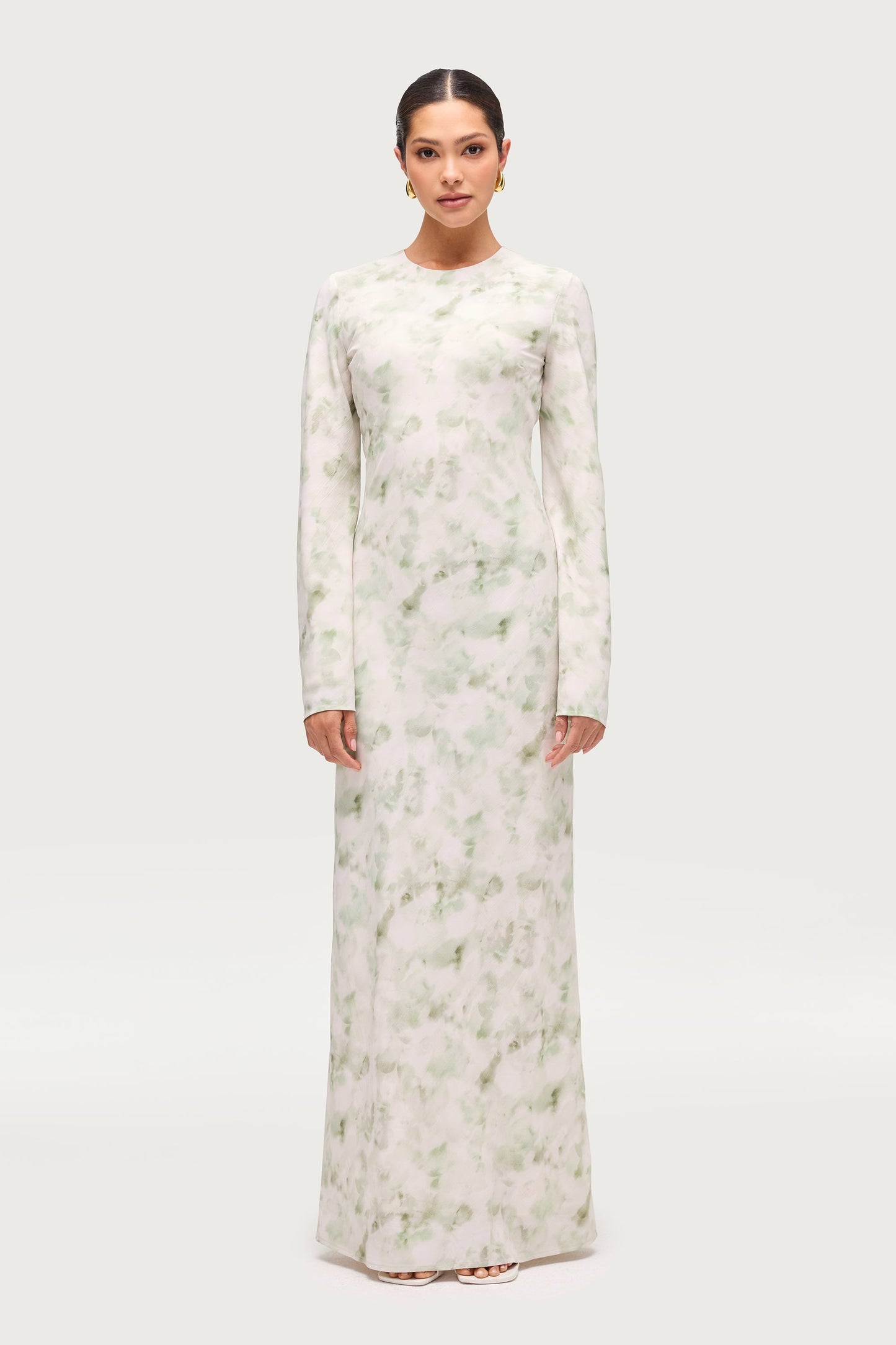 Lujain Printed Maxi Dress - Sage Watercolor