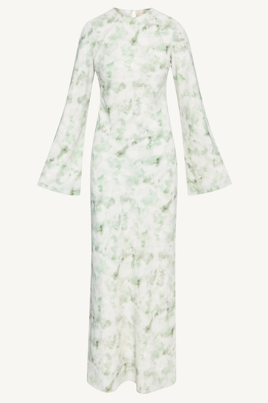 Lujain Printed Maxi Dress - Sage Watercolor