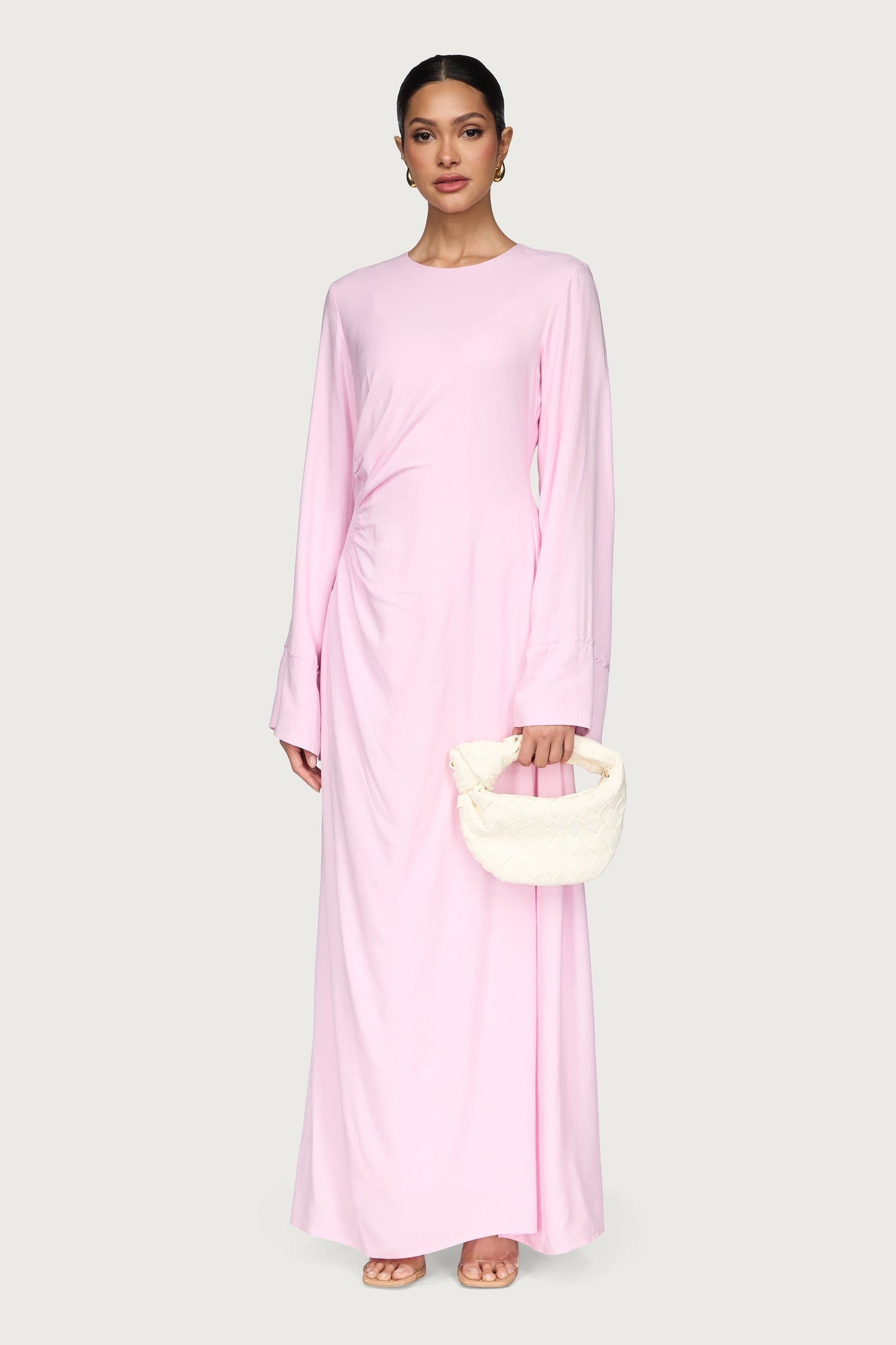 Mais Asymmetric Maxi Dress - Pastel Pink
