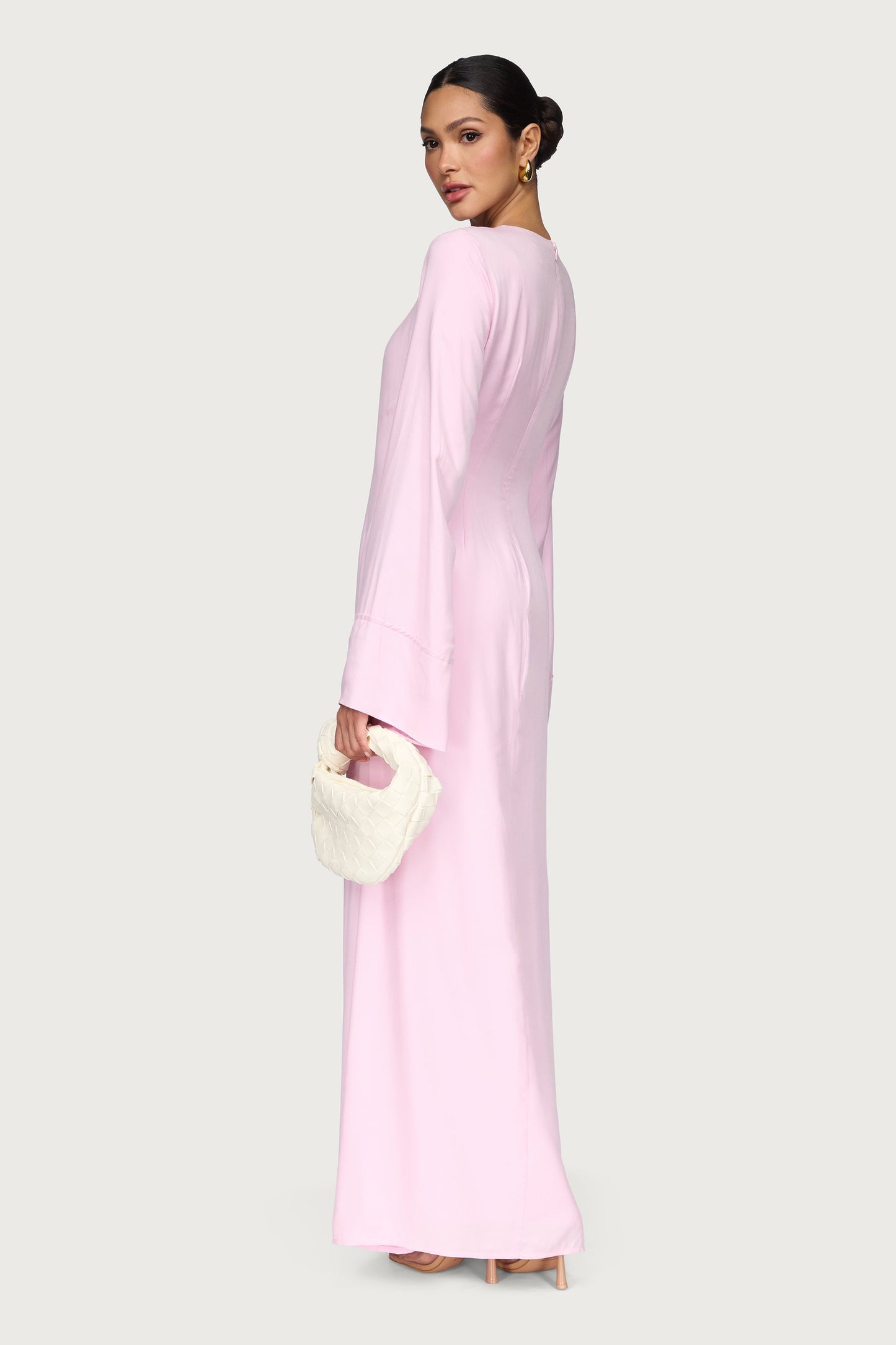 Mais Asymmetric Maxi Dress - Pastel Pink