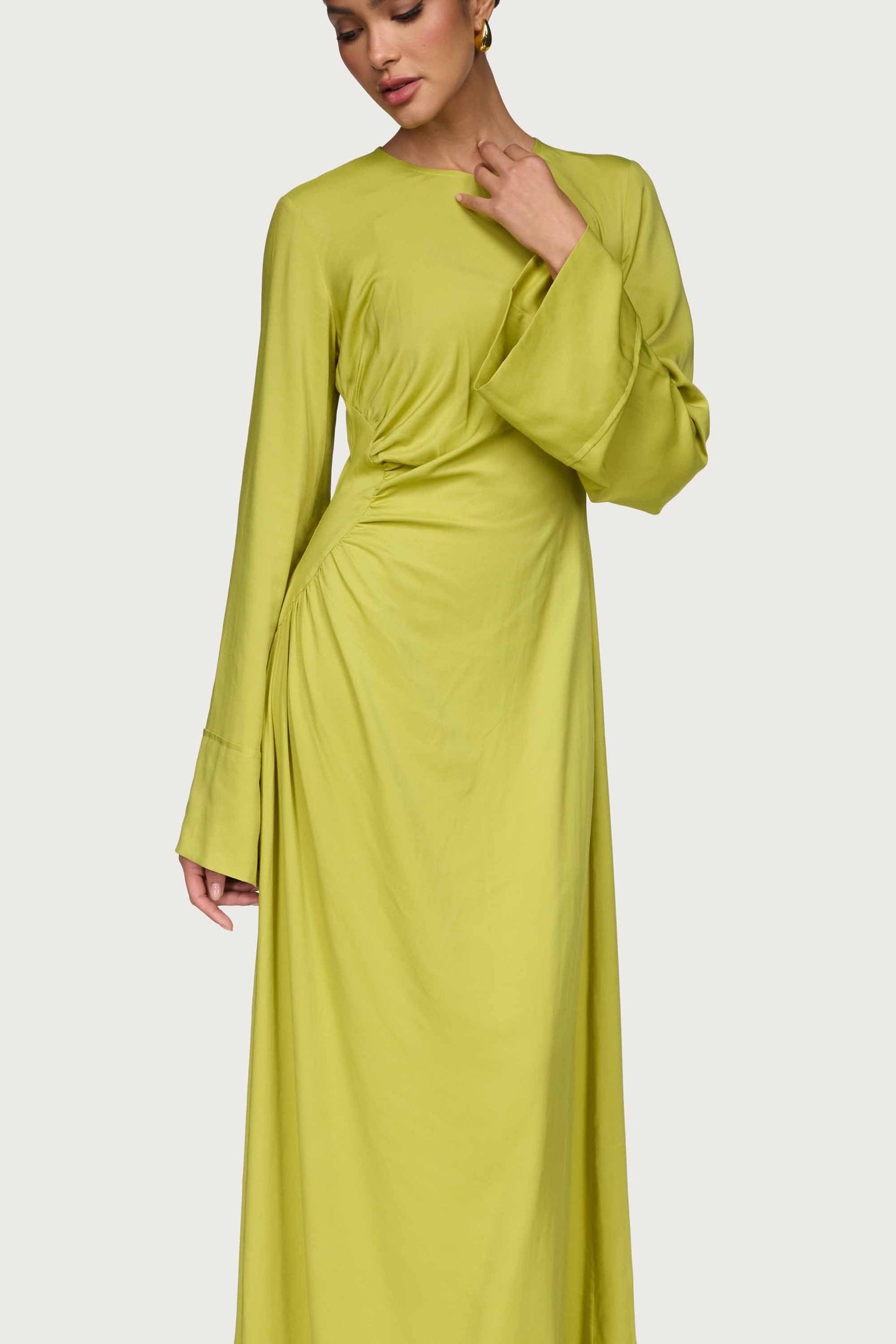 Mais Asymmetric Maxi Dress - Pear