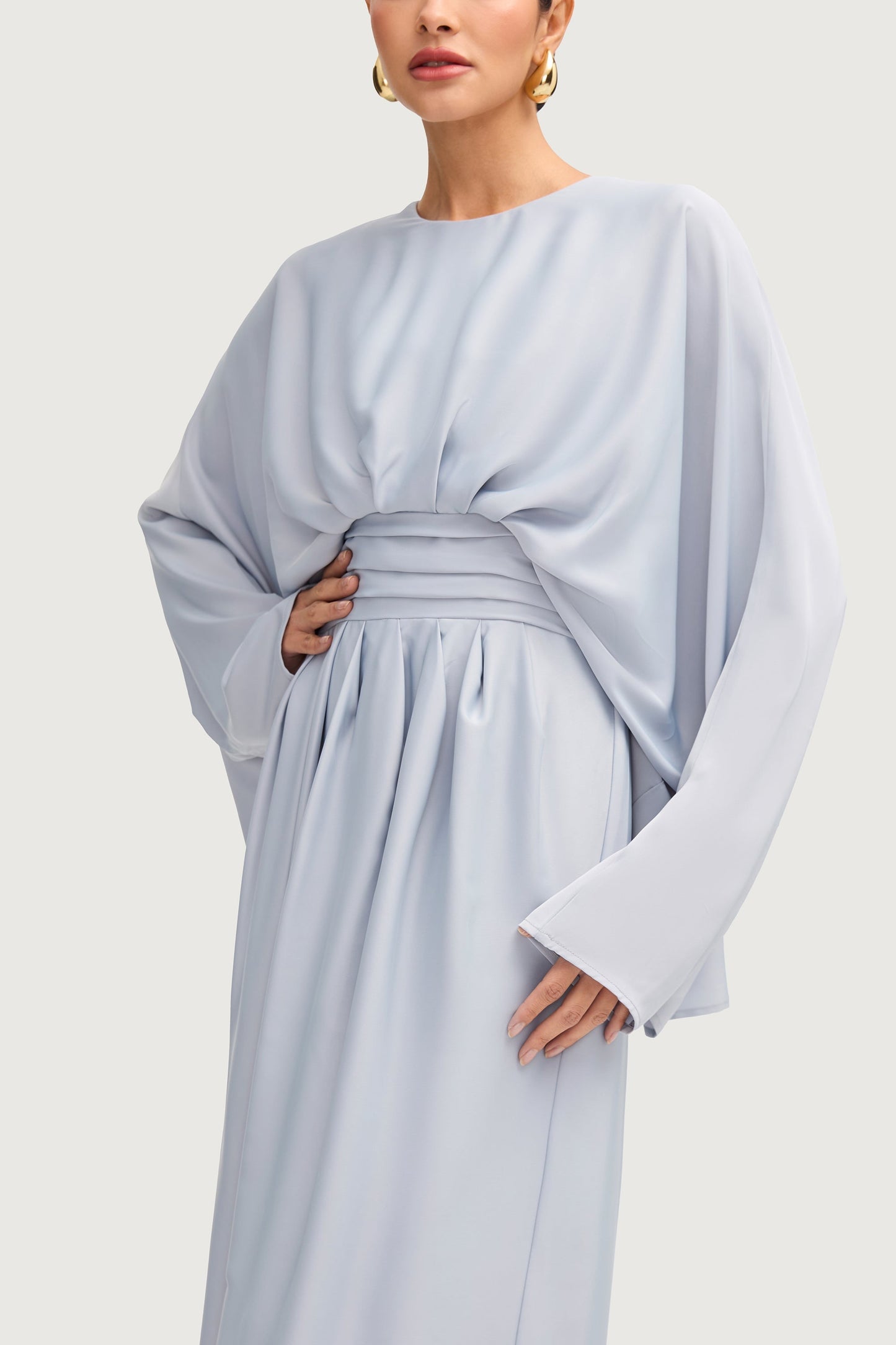 Maleeka Drape Maxi Dress - Pastel Blue