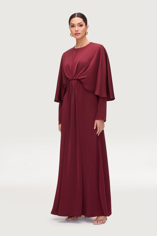 Najum Satin Cape Maxi Dress - Karaz