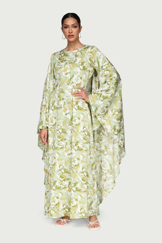 Printed Kaftan Maxi Dress - Sage