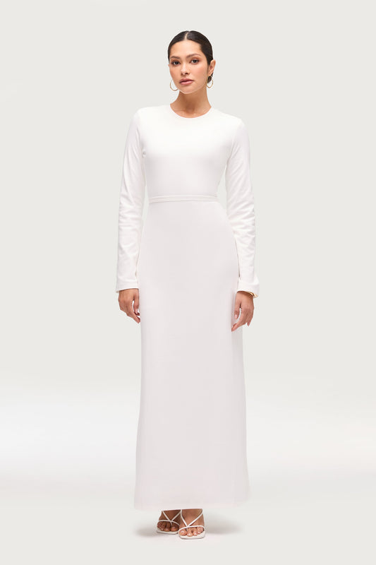 Ribbed Cotton Maxi Dress - White